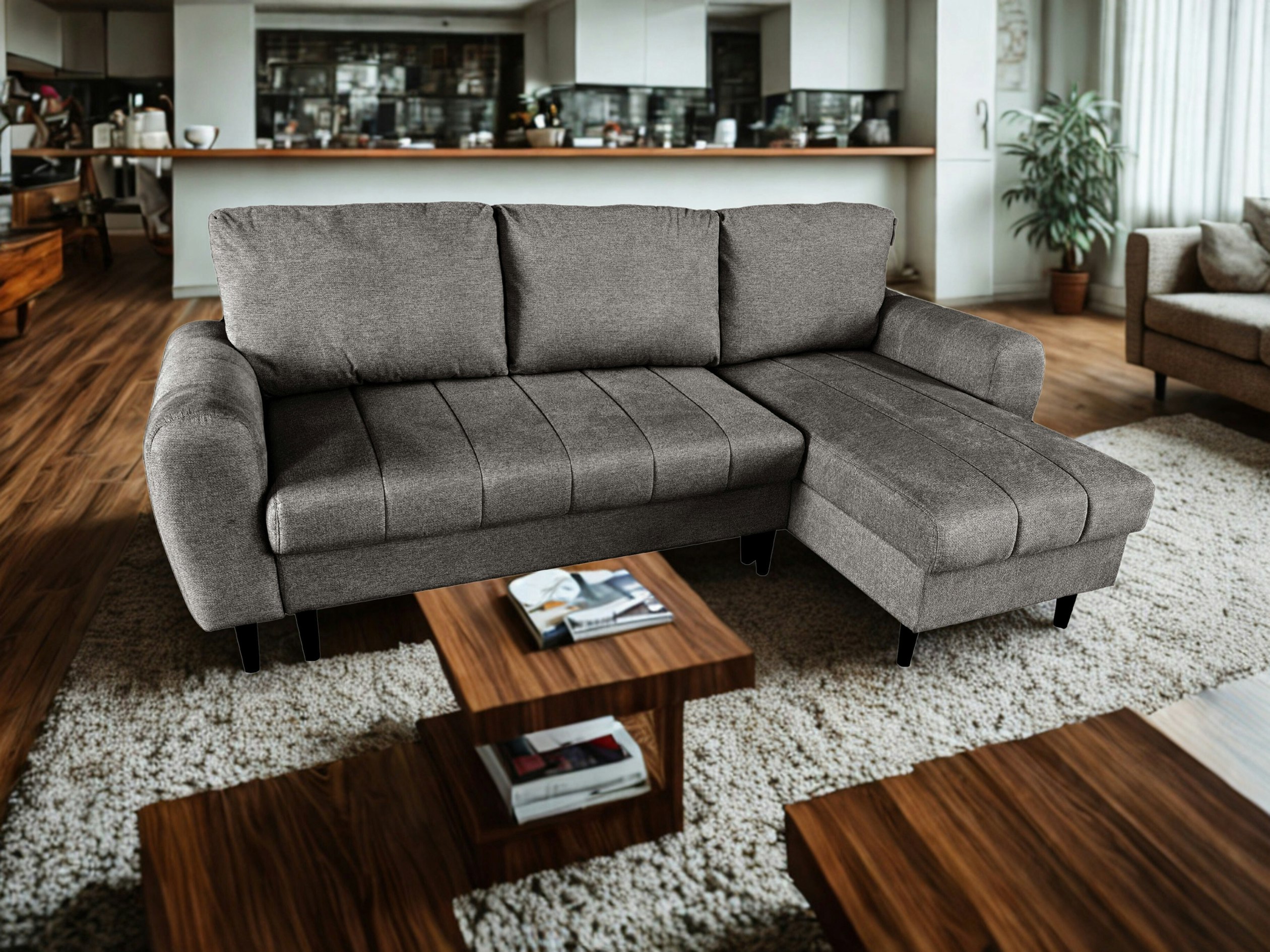 Ds Living Grey/Silver/Beige Sienna 3 Seater Left Hand Facing Storage Sofa Bed In Or