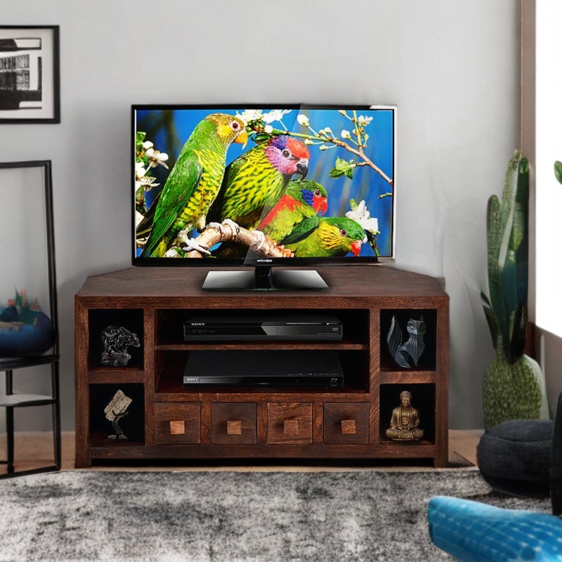 Ih Design Dark Maxen Mango Corner Tv Unit - 110 Cm - 55 Cm - Wood