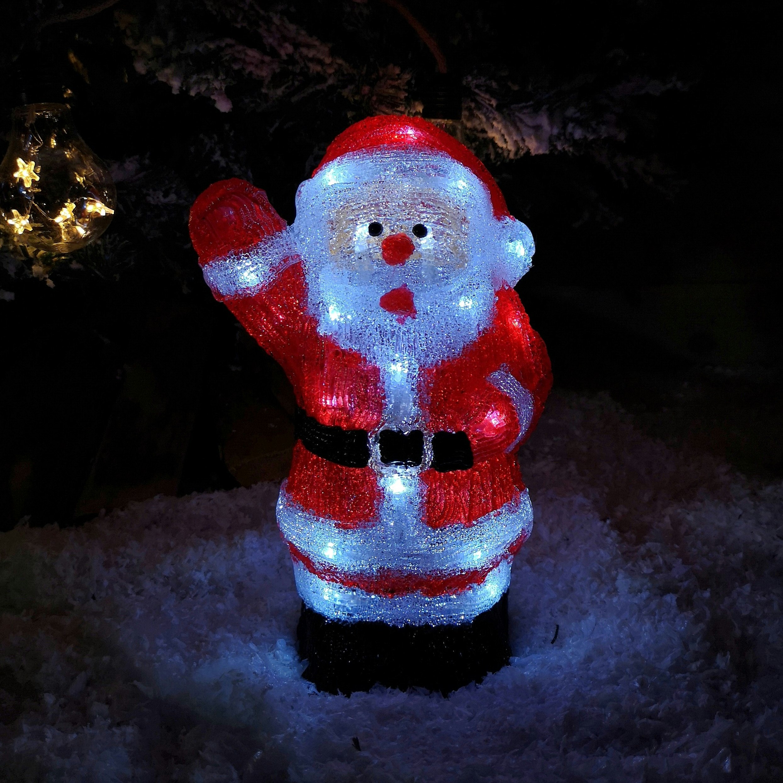 Rackhams Light Battery Operated Led Up Acrylic Christmas Santa Decoration 28Cm