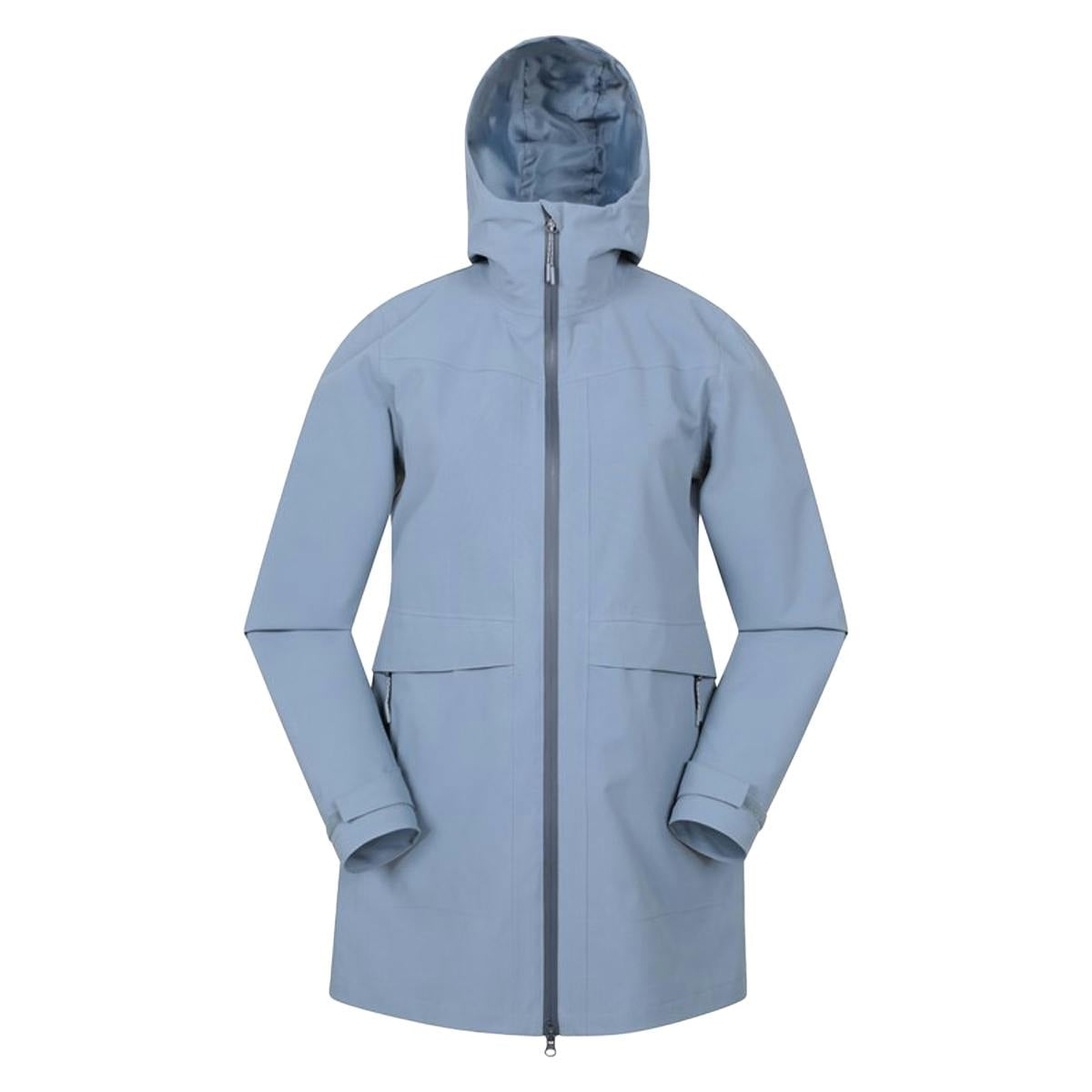 Mountain Warehouse Women's Blue April Longline Waterproof Jacket - 6 Uk - 100% Polyester