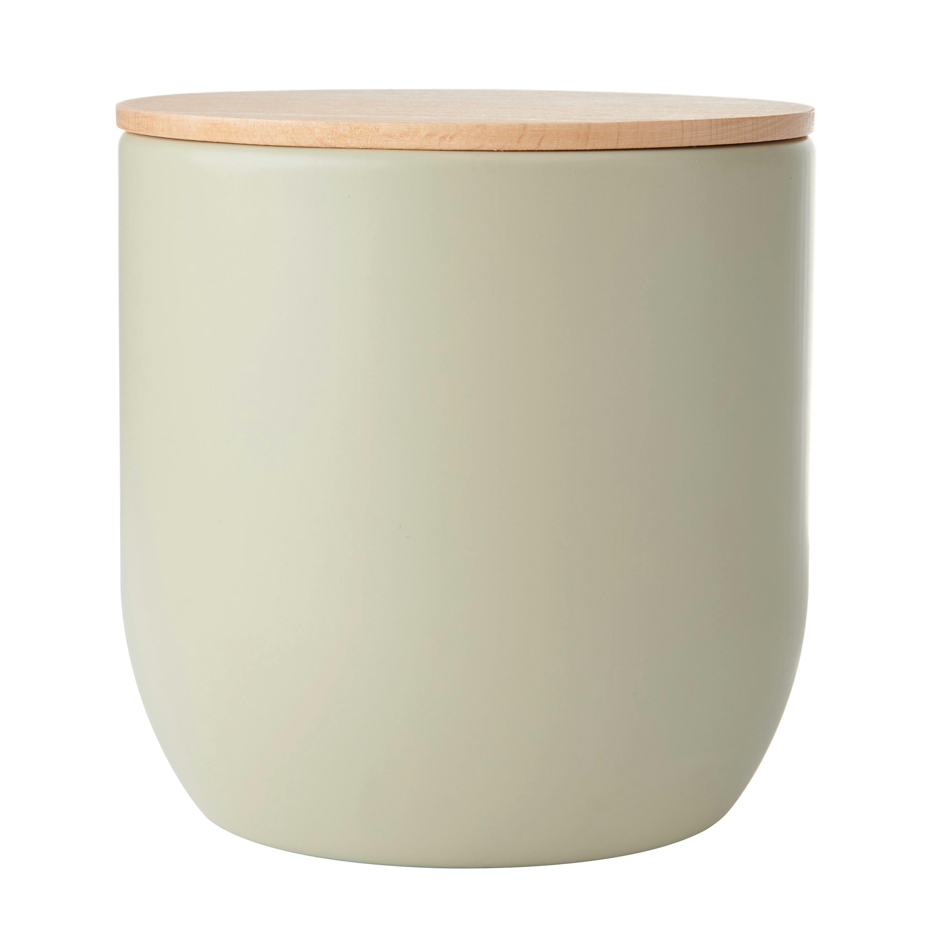 Kitchencraft Grey Idilica Kitchen Canister With Beechwood Lid, 12 X 12Cm, Putty - Carbon Steel - Food Storage - Image 2