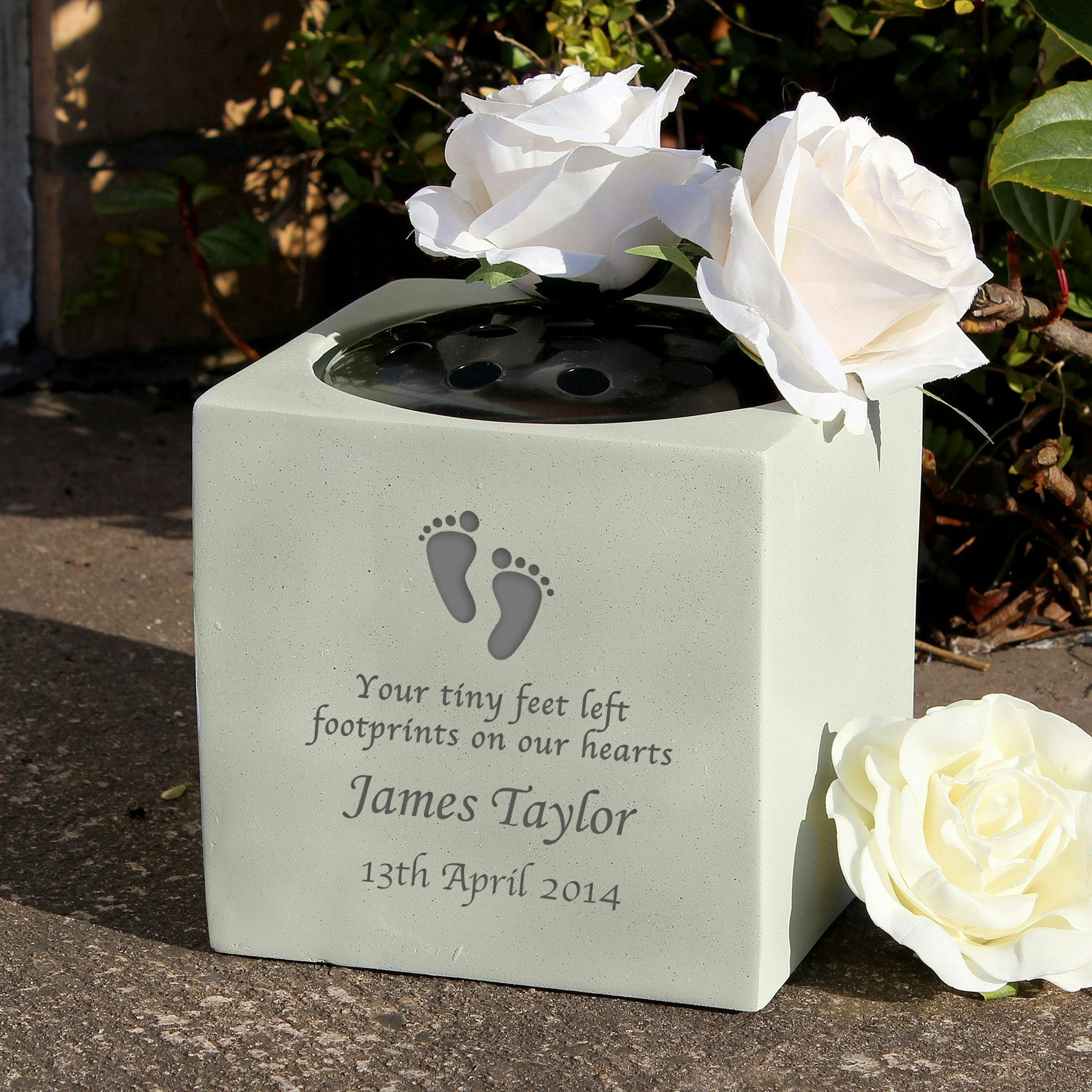 Personalised Memento Company Personalised Footprints Memorial Vase