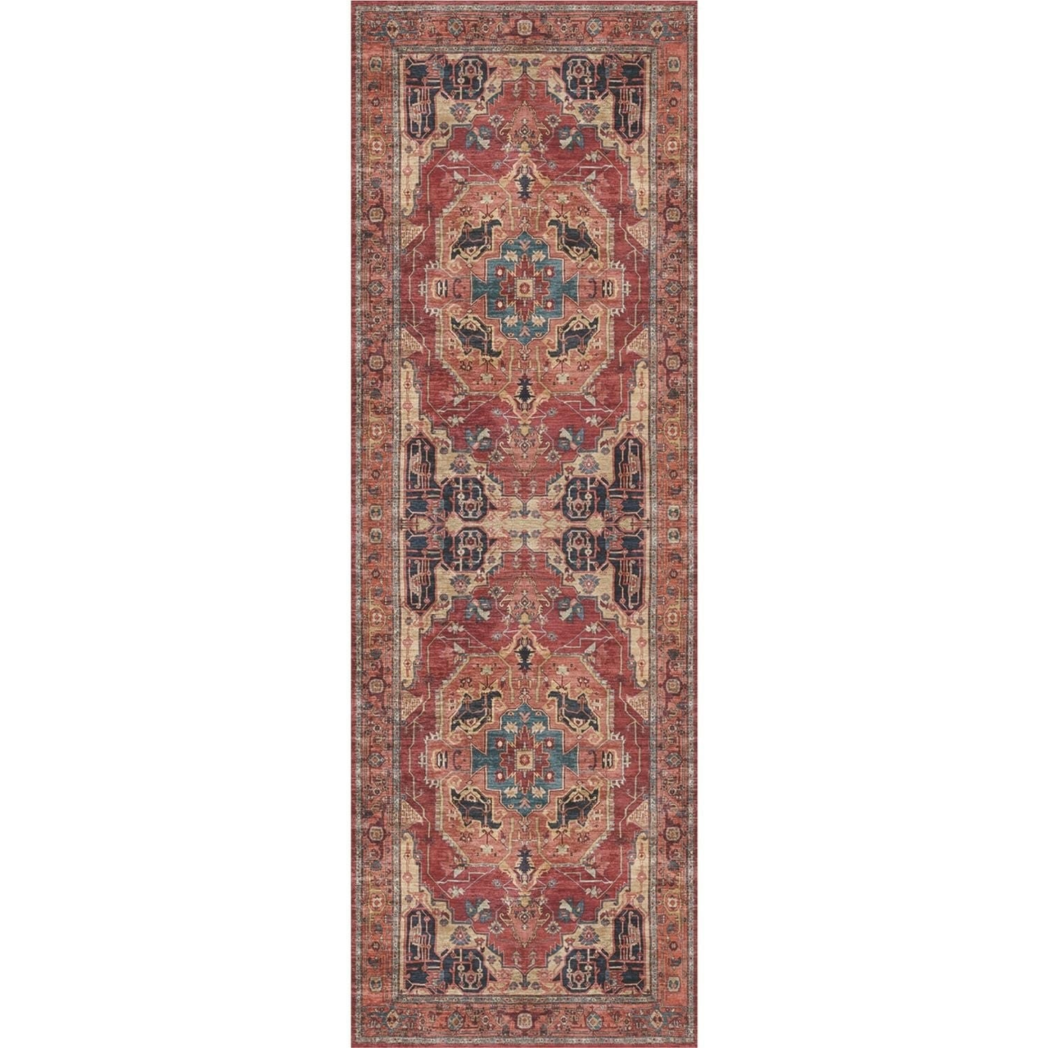 The Rugs Unisex Red Alya Washable Persian Classic Rug - Ultra Soft Polyester Design In | Size: 60Cm X 180Cm - Image 3
