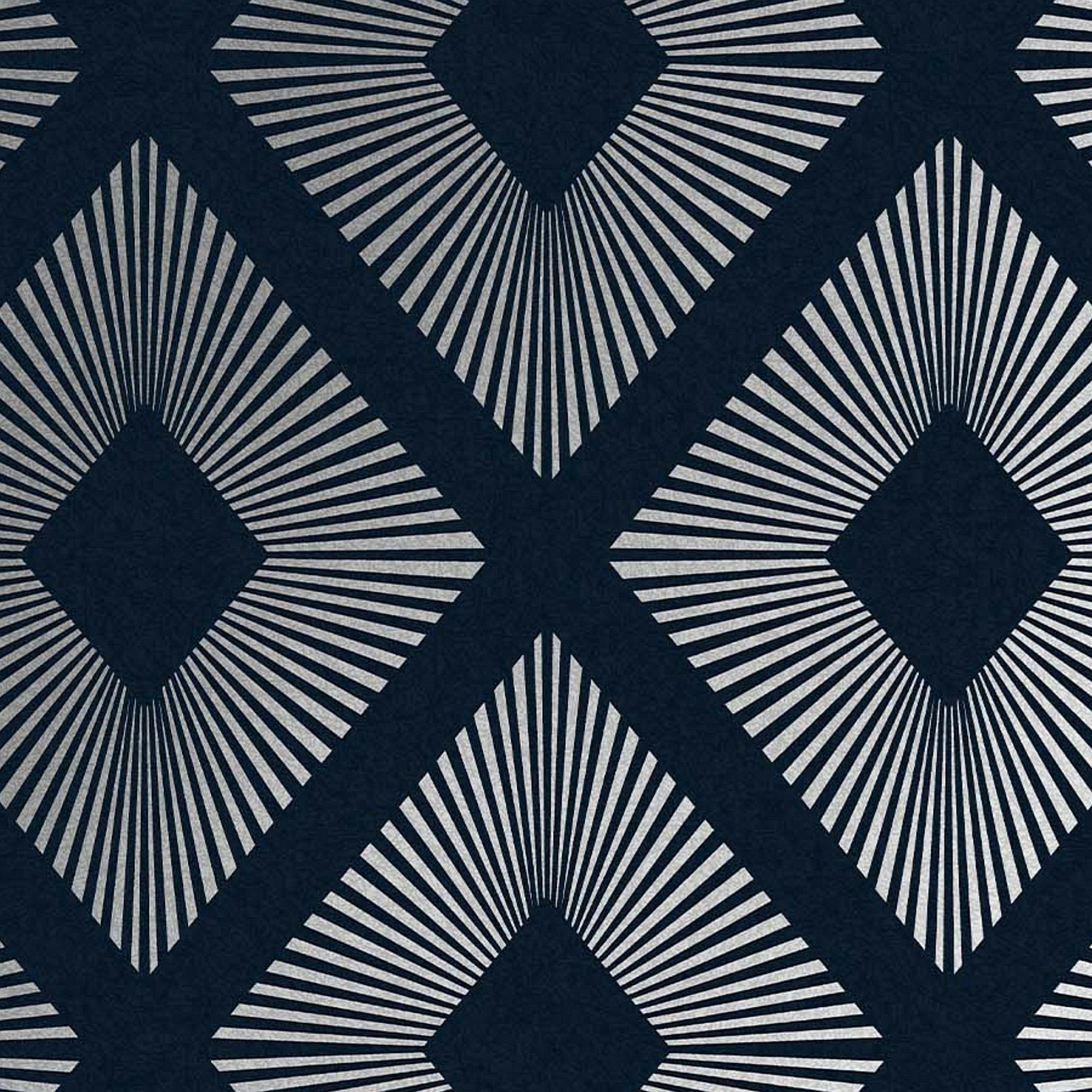 Next Silver Deco Triangle Wallpaper - Navy - 10M