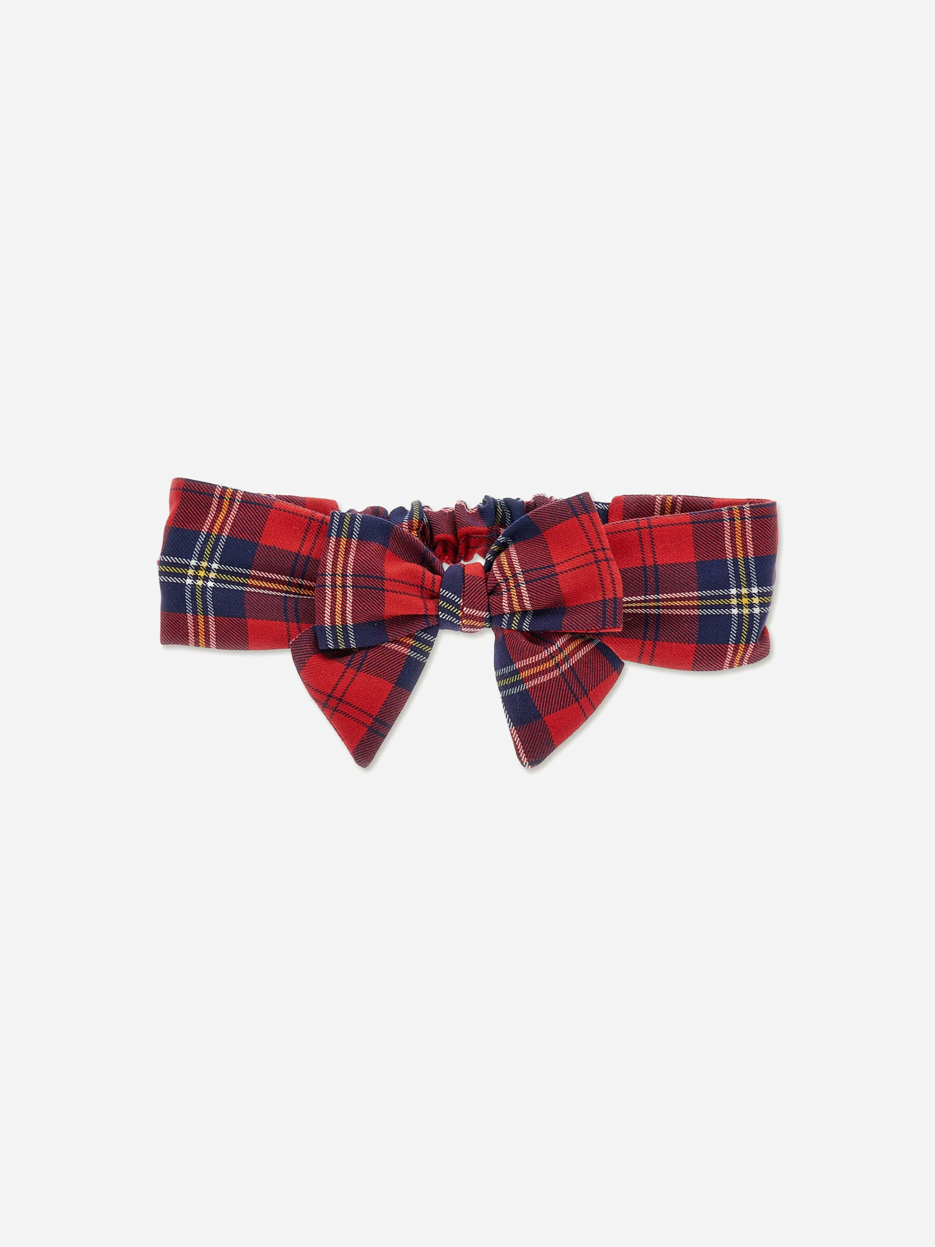 Monnalisa Women's Red Baby Girls Tartan Bow Headband In - Xxs (3 - 9 Mths)