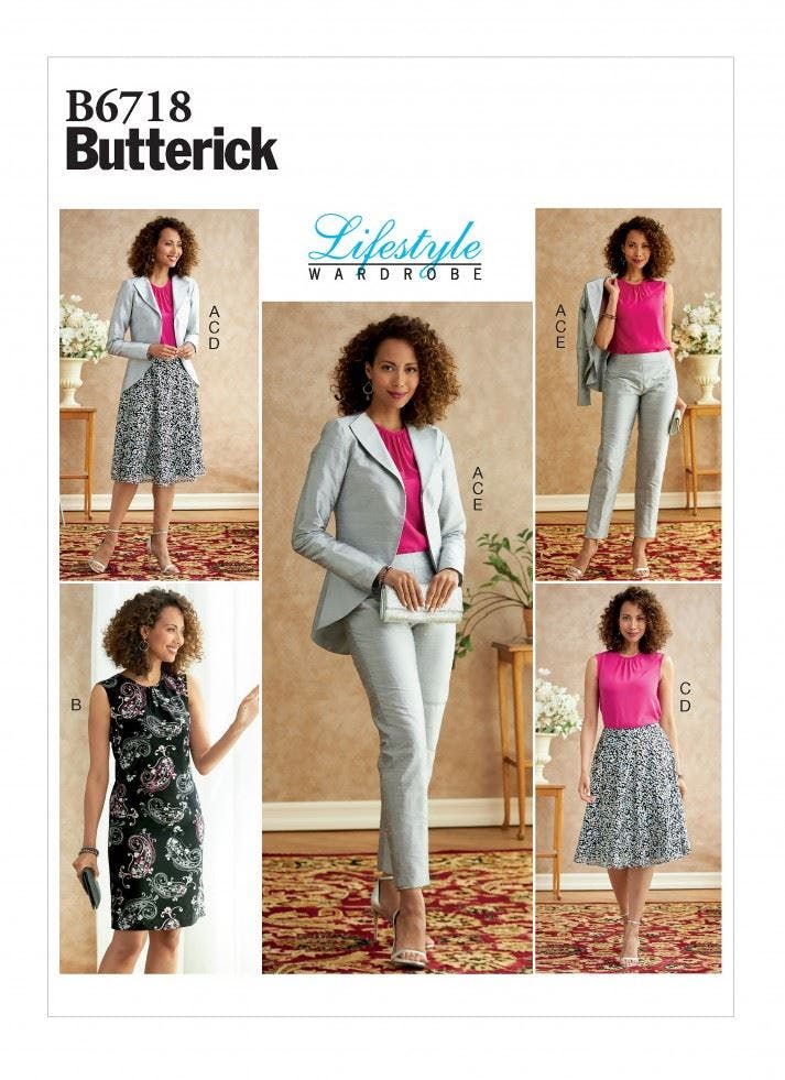 Butterick Women's Sewing Pattern 6718, Jackets, Dresses, Tops, Skirts, Trousers For A5 (6-8-10-12-14) - Easy - A5 (6-8-10-12-14)