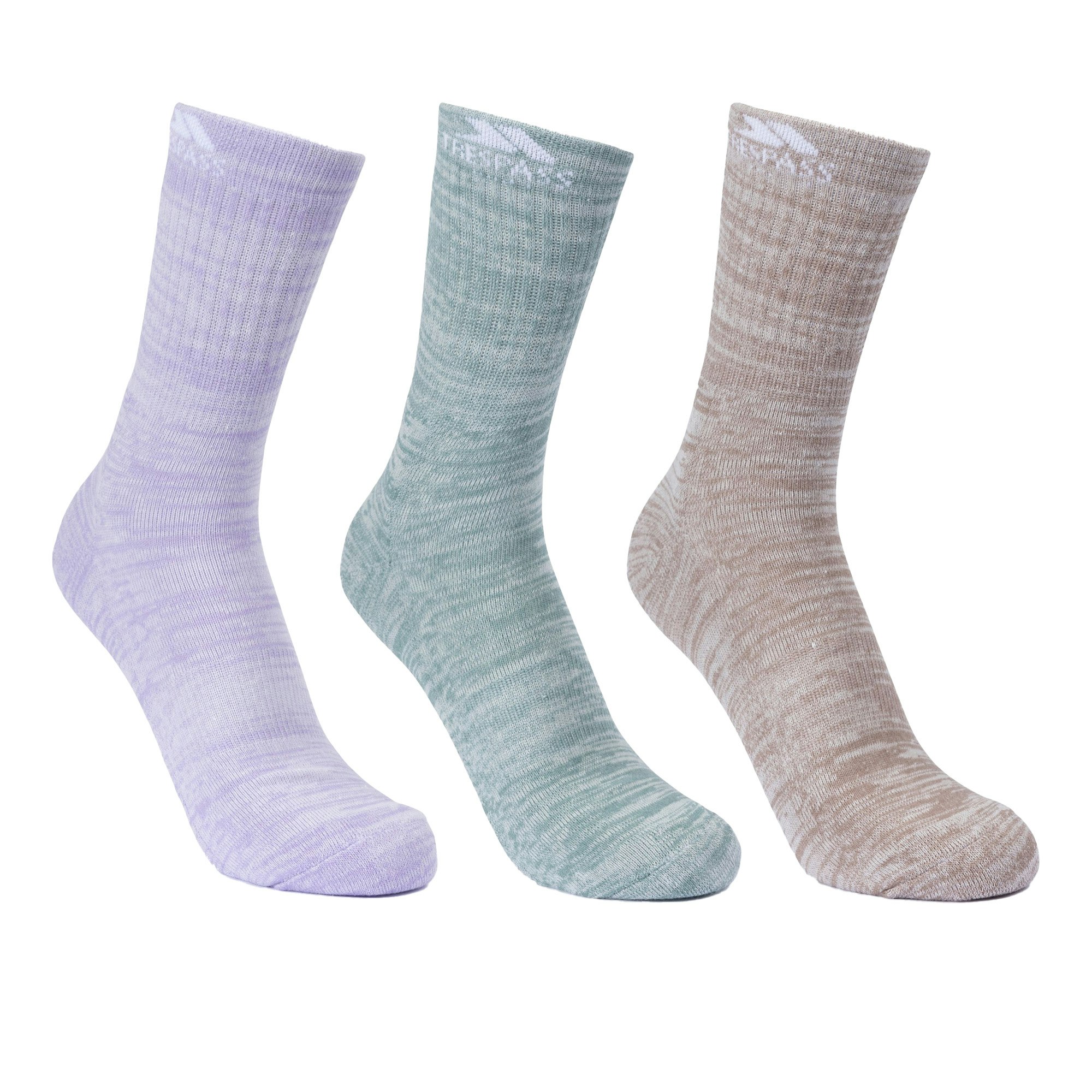 Trespass Women's Green / Helvellyn Trekking Socks (Pack Of 3) - Spruce /Oatmeal/Gelsomino Melange - Spruce /Oatmeal/Gelsomino Melange - Size 3-6 Uk