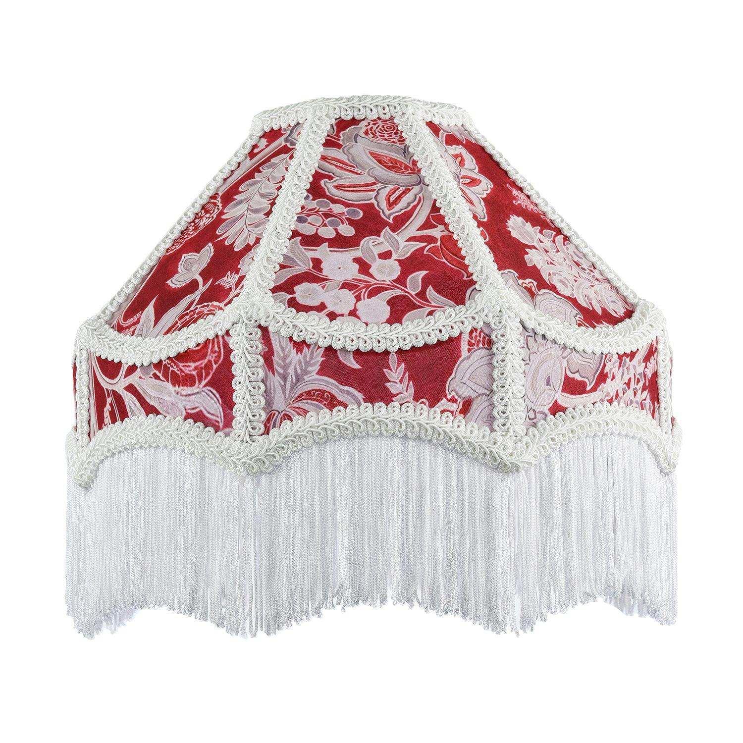 Rackhams Burgundy/Red Vintage Victorian Style Floral Pendant Shade In Fabric