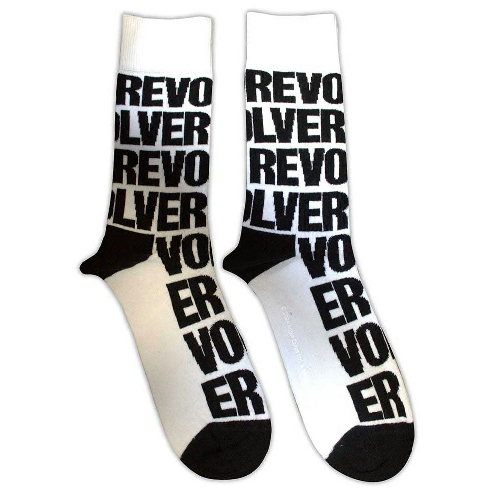 Paradiso Clothing Unisex White The Beatles Revolver Text Repeat Ankle Socks