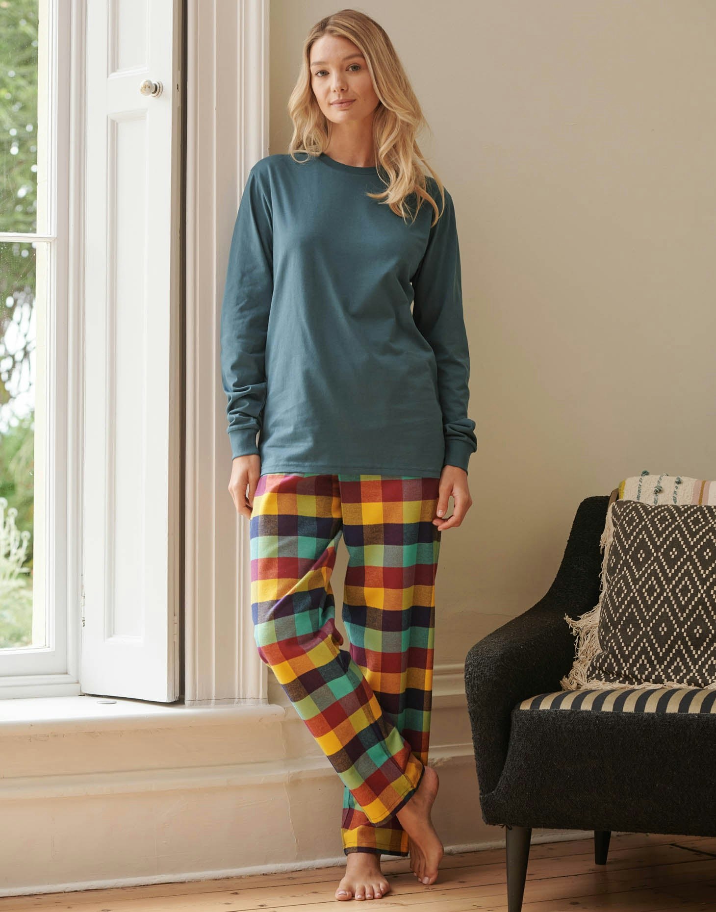 British Boxers Women's Brushed Cotton Pyjama Trousers – Edinburgh Check - XX-Large