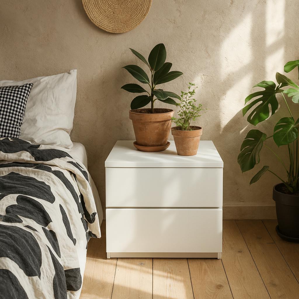 Wyld Haus White Rome Matt Wooden Bedside Table 2 Drawers