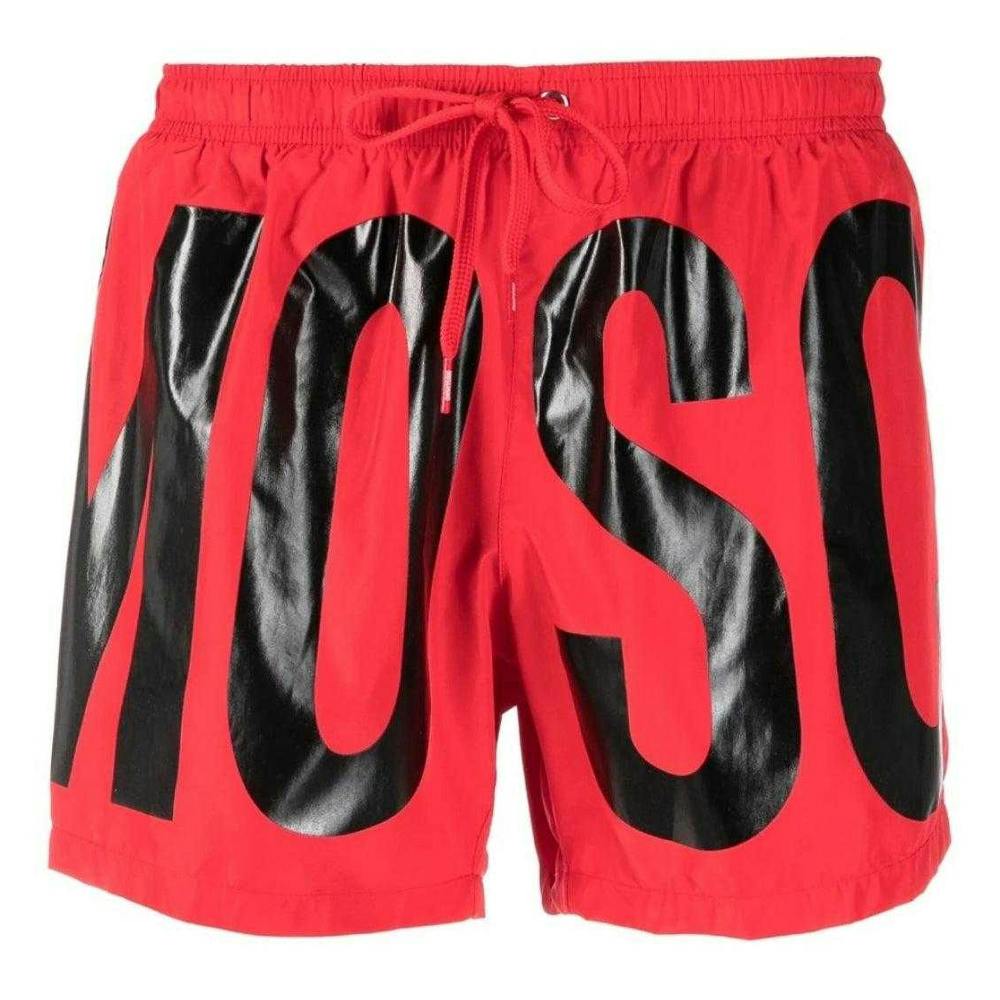 Moschino Men's Red Logo Polyester Swim Shorts - L - 100% Polyester
