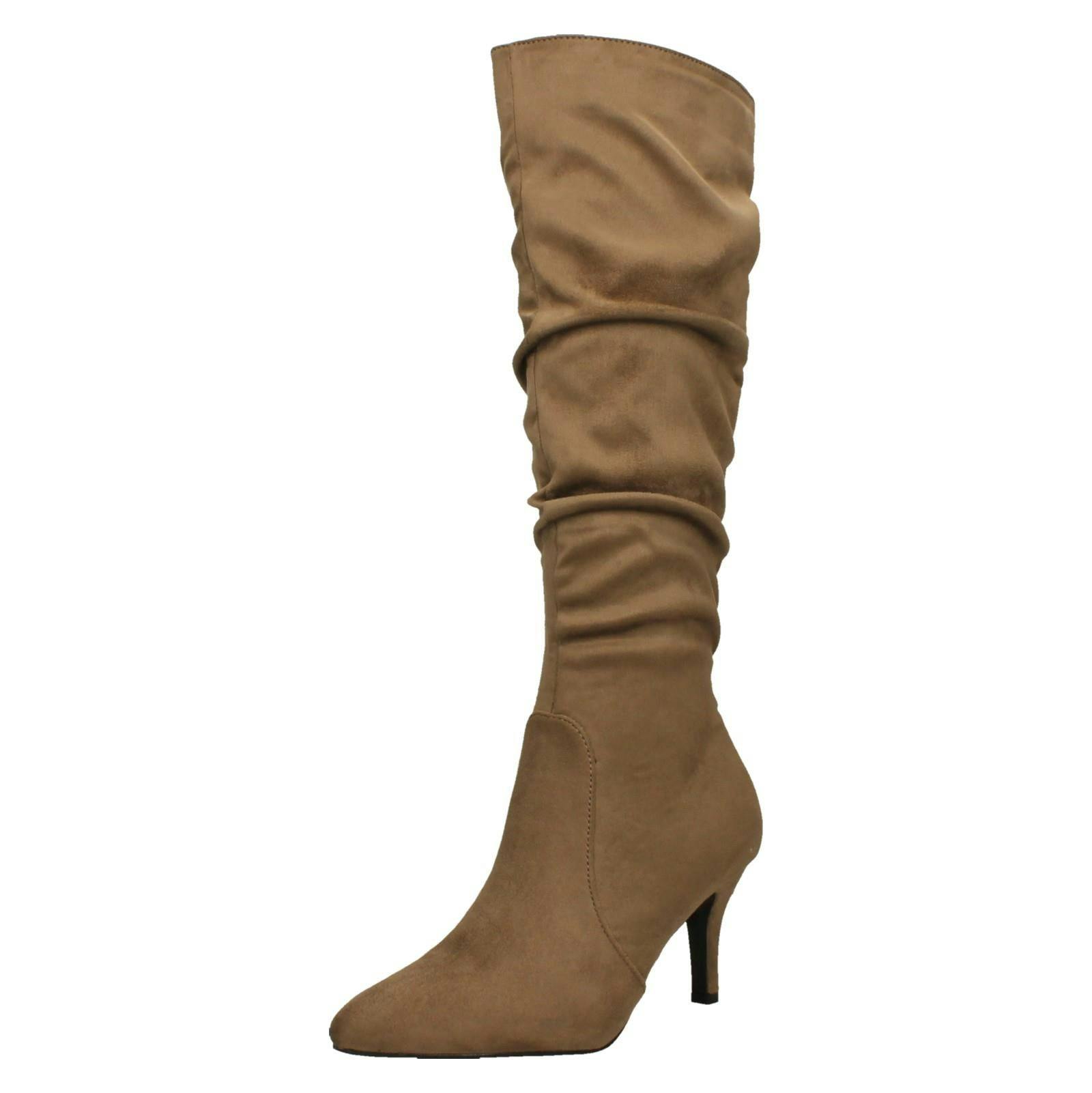Spot On Women's Knee High Boots F51243 - Taupe - Uk 3