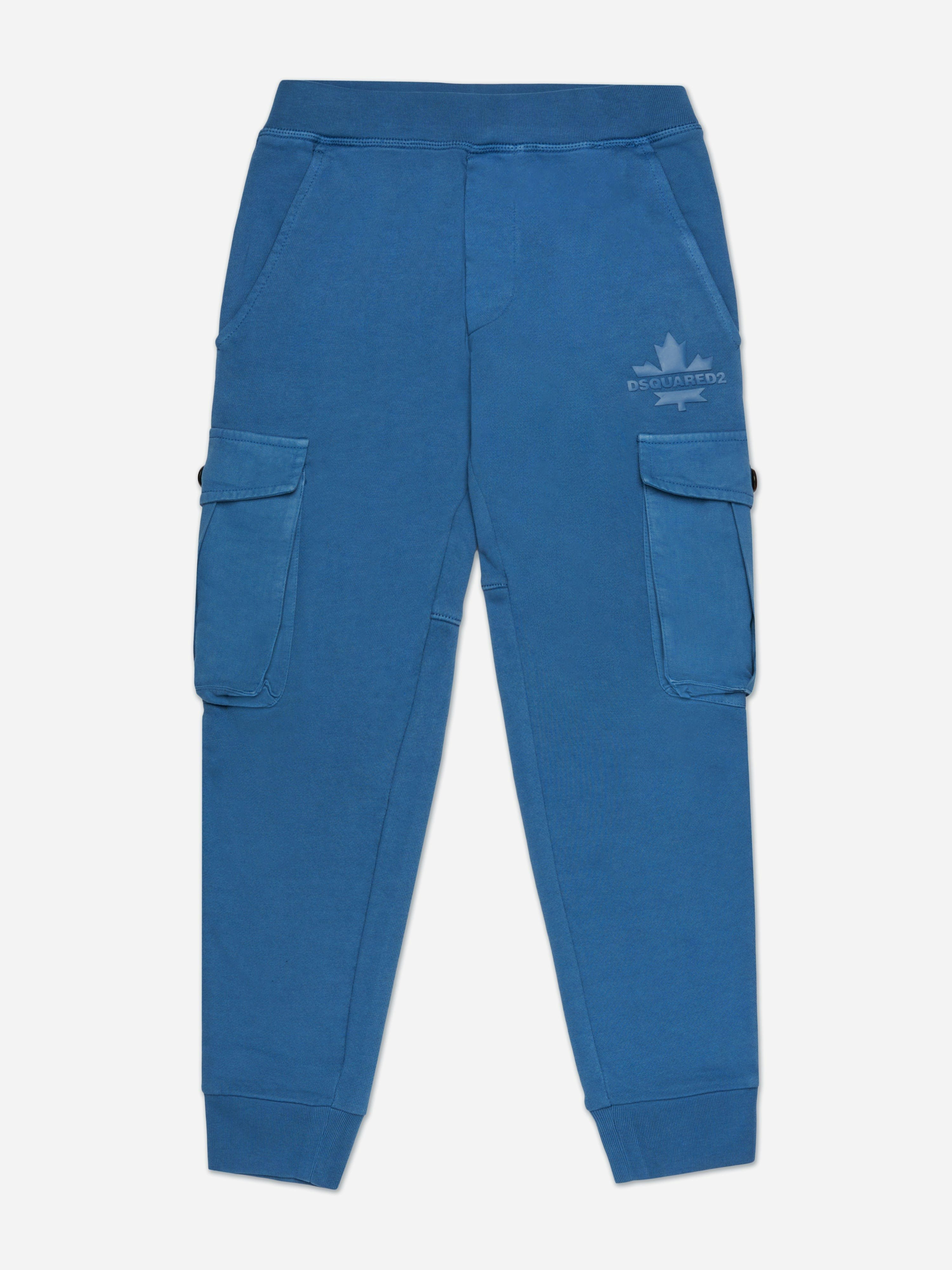 Dsquared2 Kids Unisex Kids Blue Maple Leaf Logo Cargo Joggers In - 12 Yrs