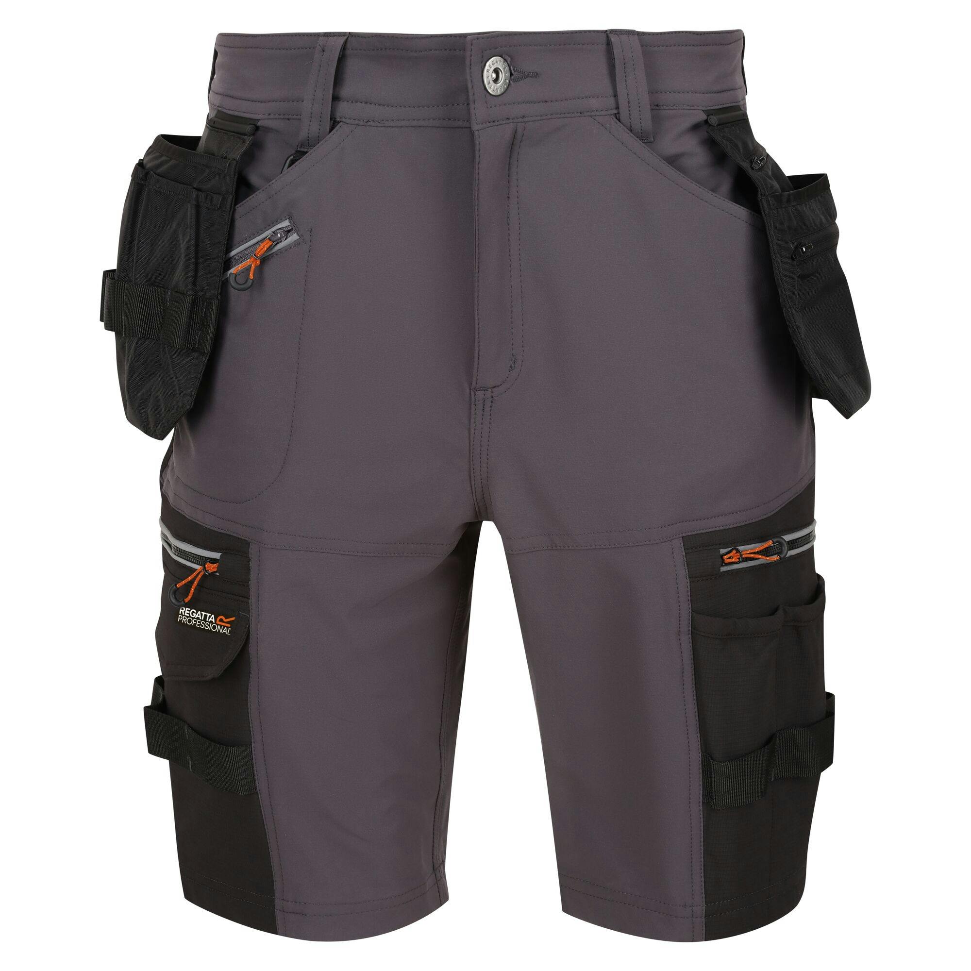 Regatta Men's Black Professional Detachable Holster Pocket Shorts - Iron/ - 34R - Iron/ - 100% Polyester