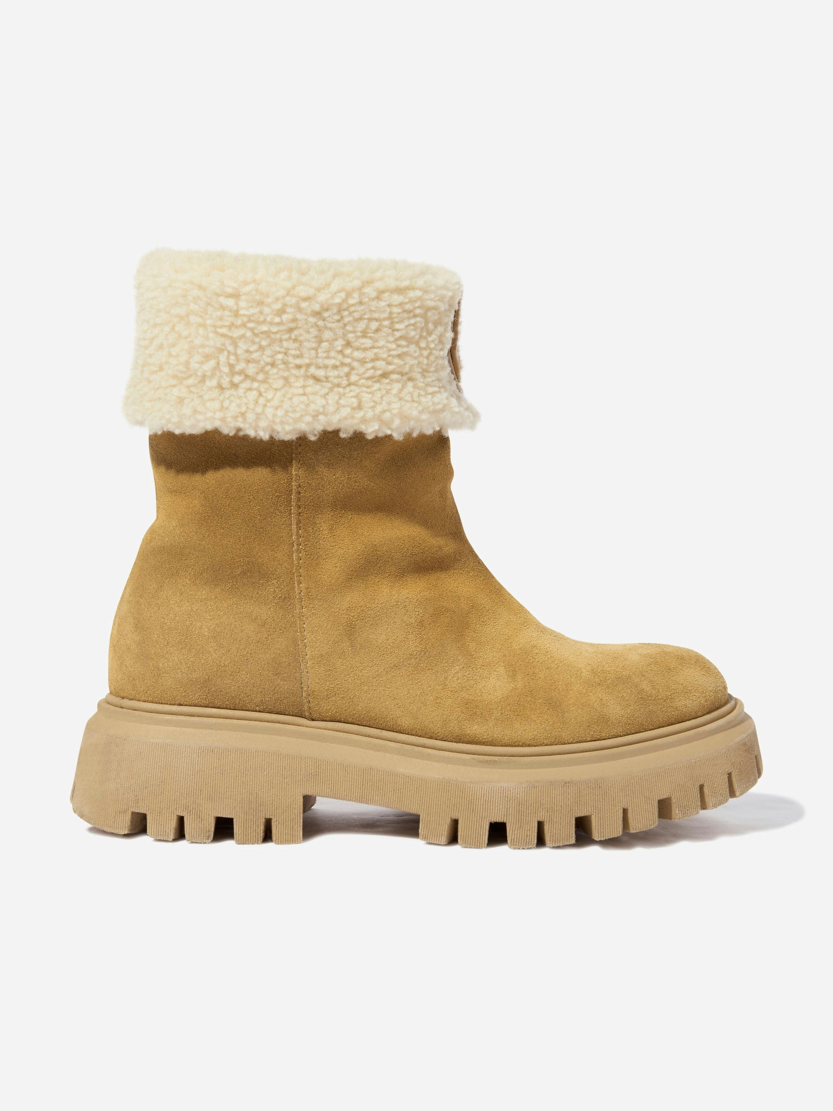 Moncler Enfant Beige Kids Petit Aurea Mid Ankle Boots In - Eu 34 Uk 2