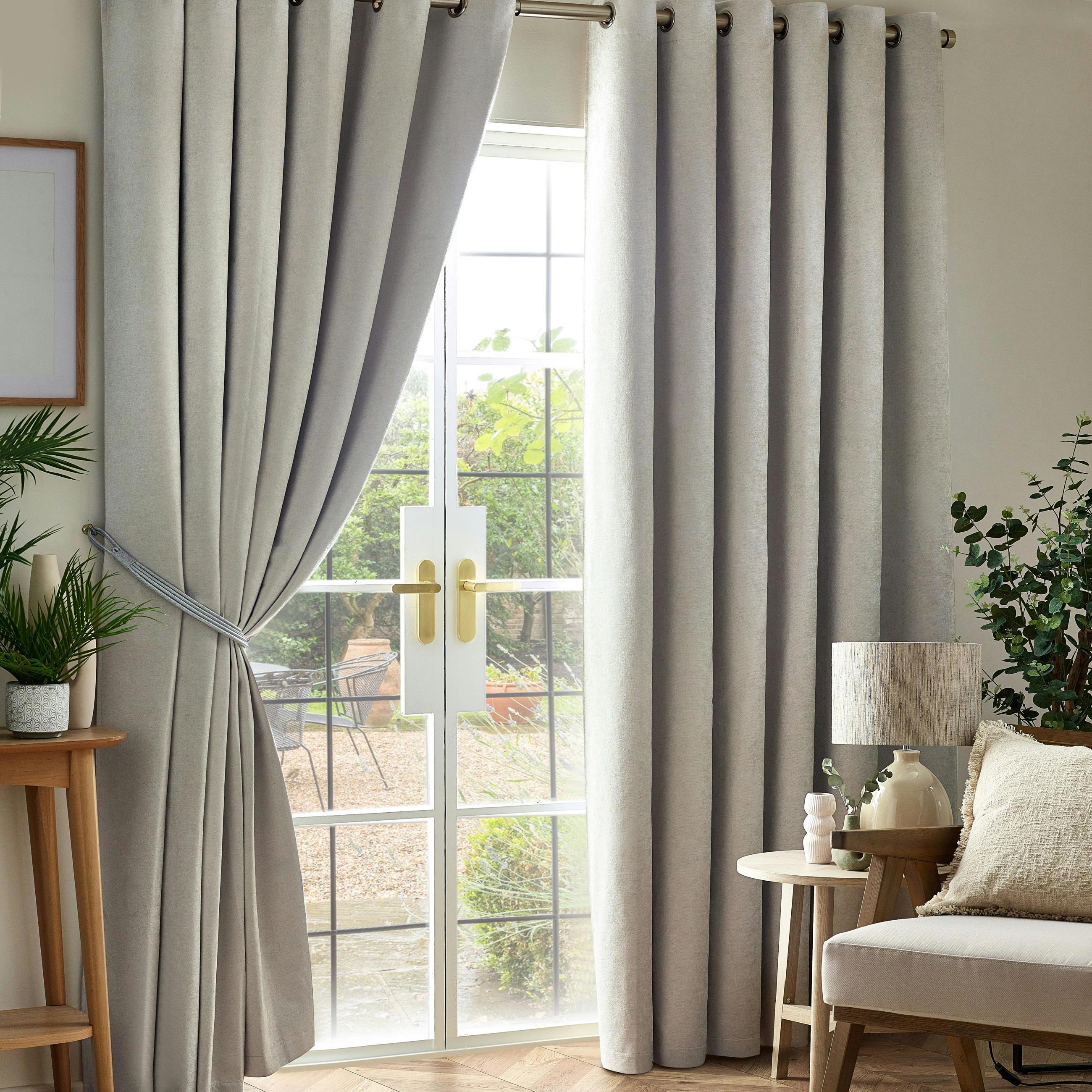 Rackhams Silver Chenille Blackout Ring Top Eyelet Curtains - 117Cm Width X 137Cm Drop