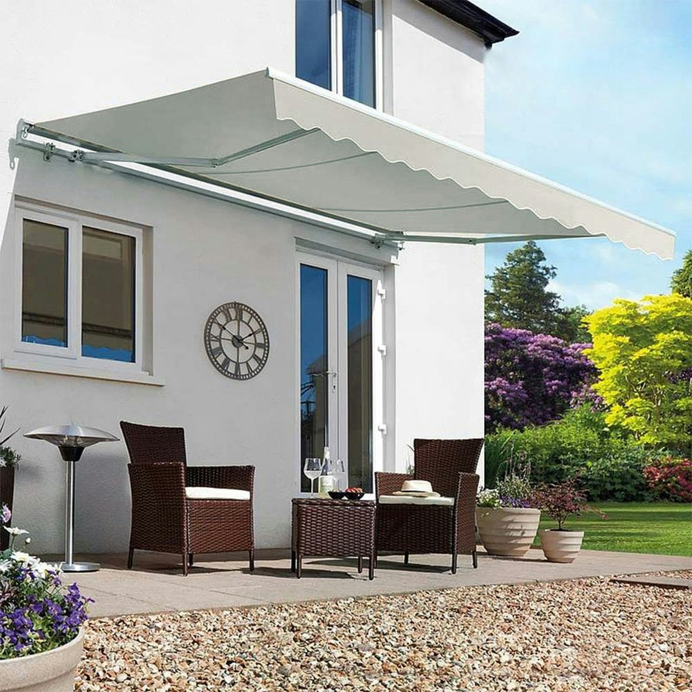 Rackhams Grey 6Ft/ 8Ft/ 9Ft/ 11Ft/ 13Ft Outdoor Retractable Patio Manual Shelter Awning Canopy For Window And Door - 9Ft