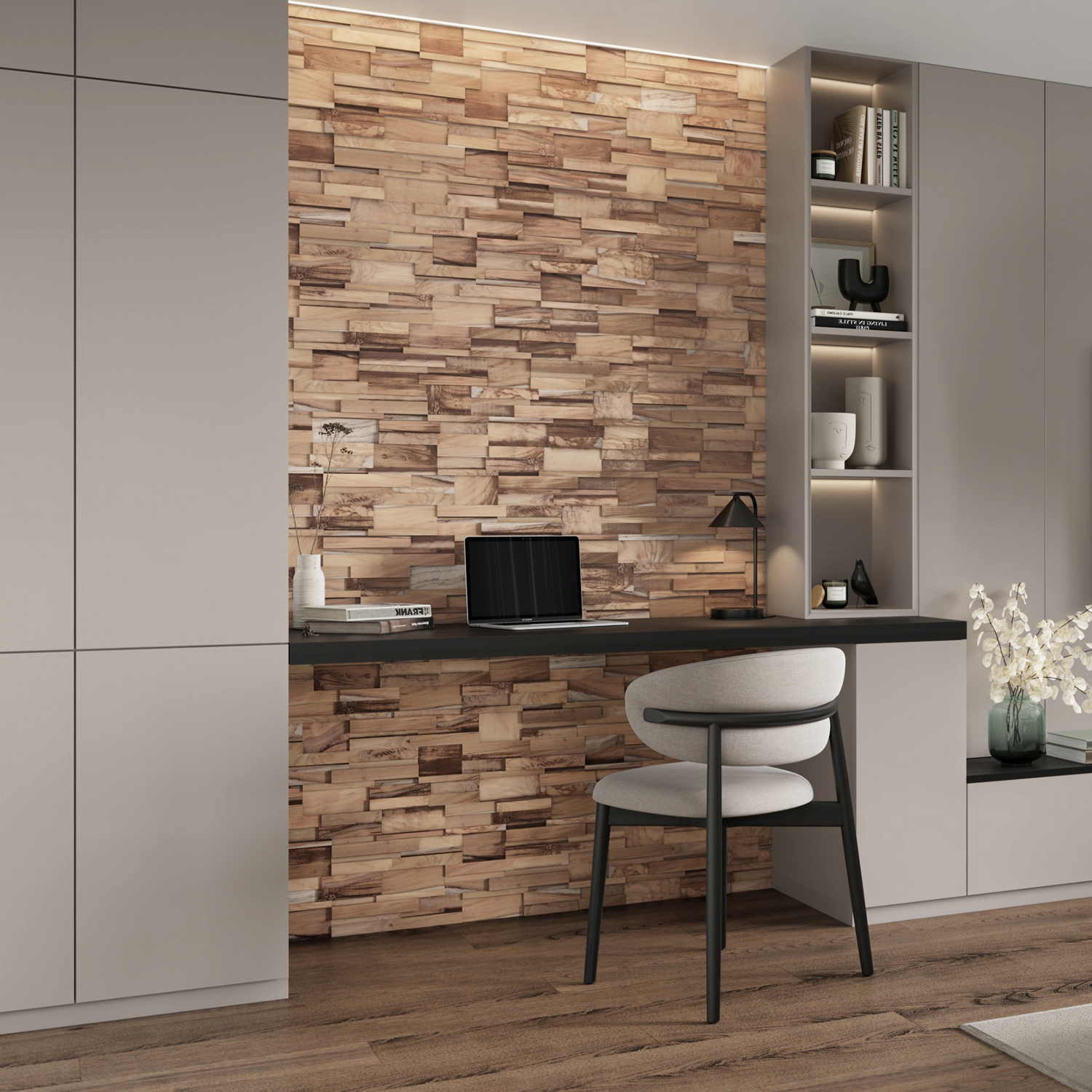 Wallsupply Ultrawood Ferrano Solid Teak Wood Panels, Wall Cladding 3D Interlocking Tiles, 10Pcs 0.9M²