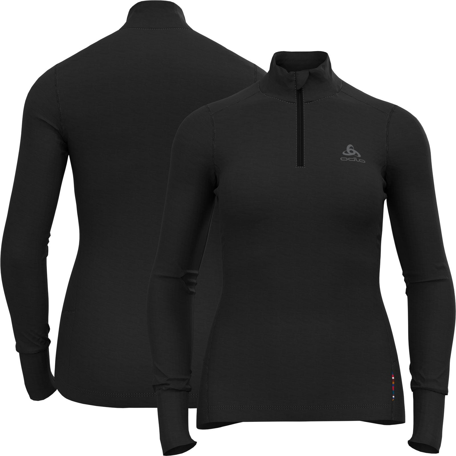 Odlo Women's Black Merino 260 Long Sleeve Half Zip Base Layer {O-112031} - Large