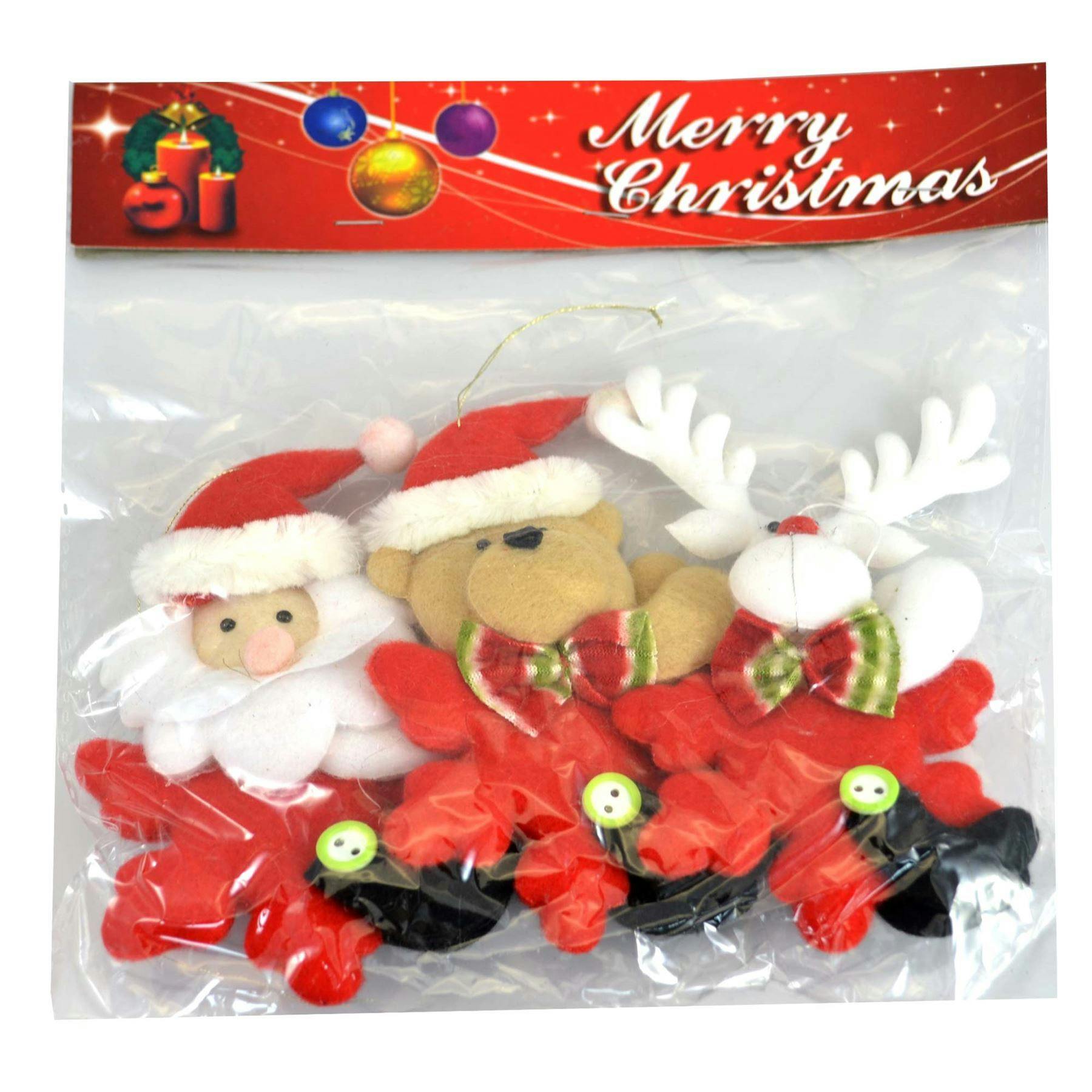Rackhams 14Cm Soft Teddy Novelty Christmas Tree Hanging Decorations, Pack Of 3, Indoor Festive Decor