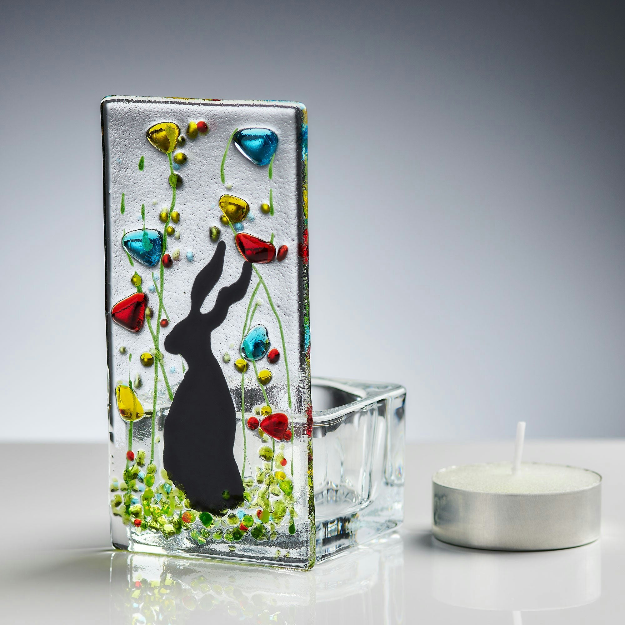Sienna Glass Light Fused Glass Tea Holder – Hare & Wildflower Design (Handmade)