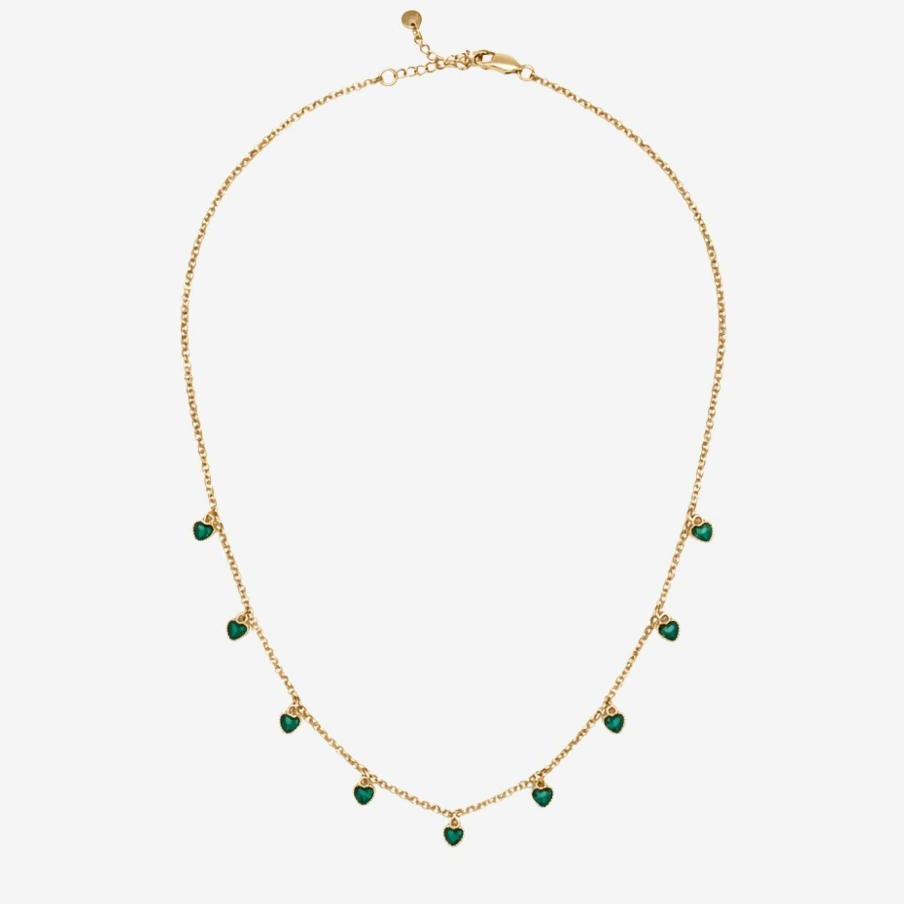 Uchi & Soto Green/Gold Kokoro Heart Necklace
