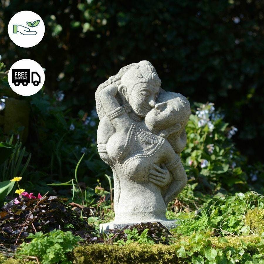 Rackhams Stone Cast Thai Oriental Lovers Bust Garden Statue
