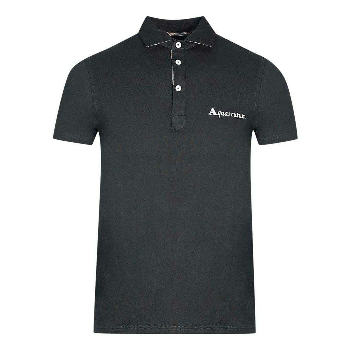 Aquascutum Unisex Black Adult Signature Logo Polo Shirt - M