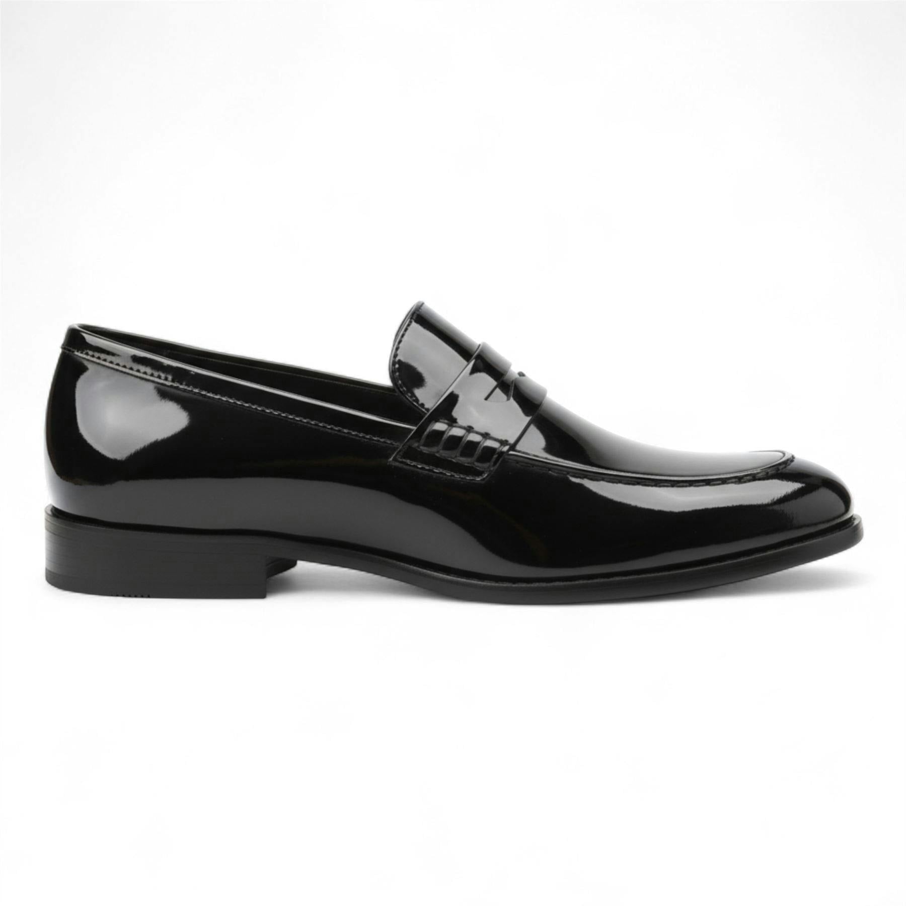 Dolcetto Men's Black Patent Faux Leather Formal Penny Loafers - Uk 12 | Eu 46 | Us 13