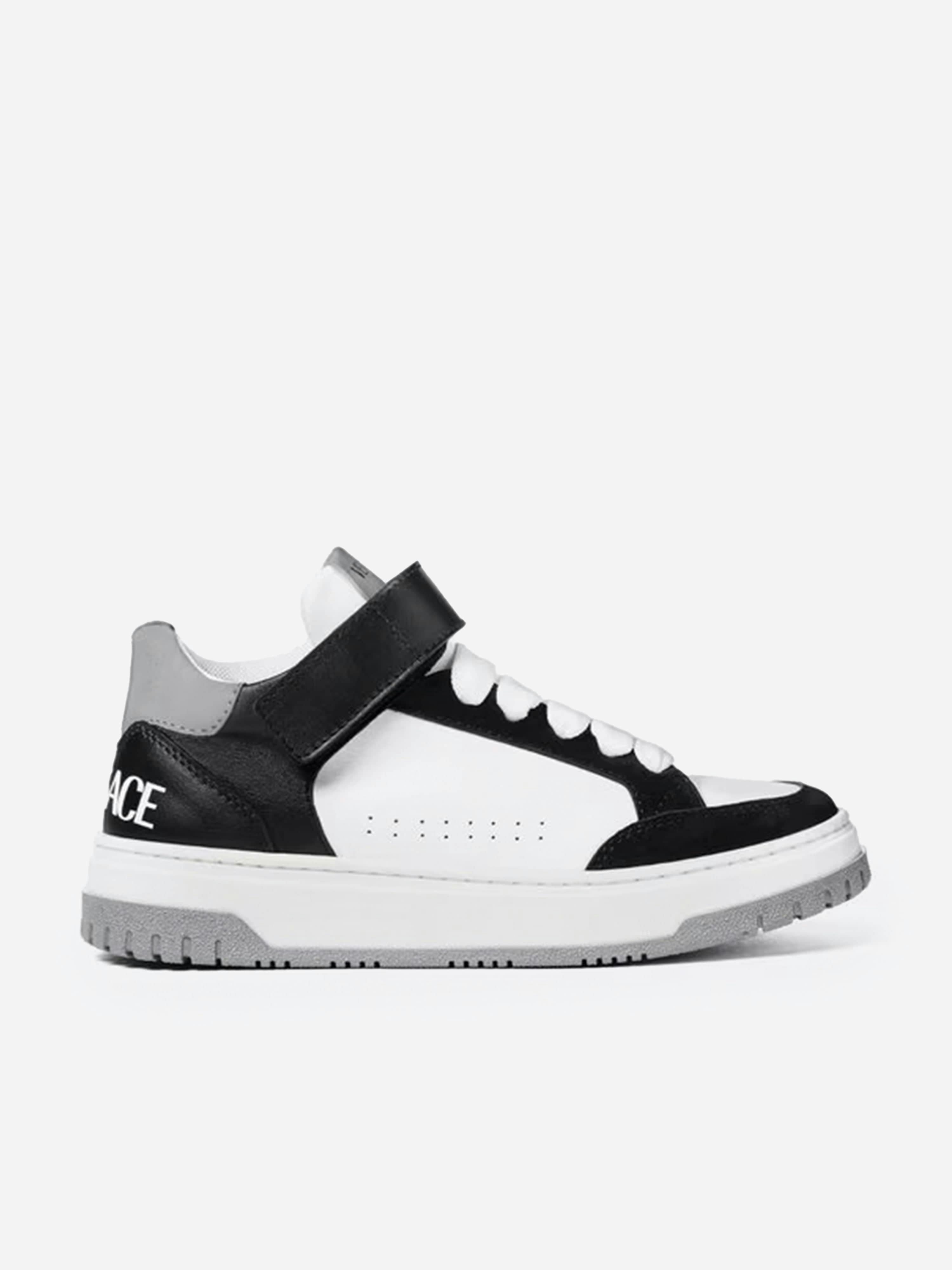 Versace White Kids Leather Low Top Trainers In - Eu 31 Uk 12.5