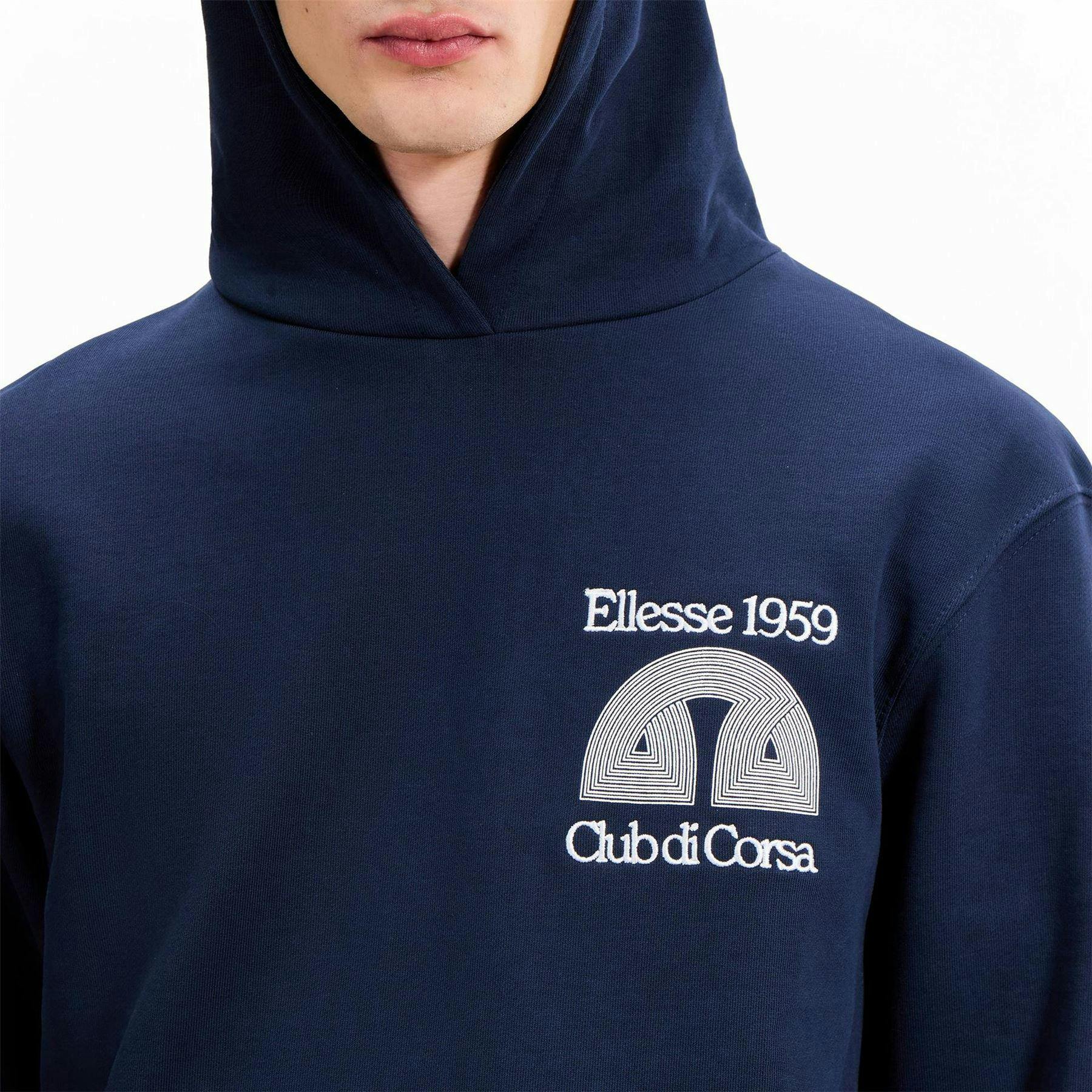Ellesse Men's Club Di Corsa Pullover Hoodie - Navy - M - Navy - 80% Cotton/20% Polyester