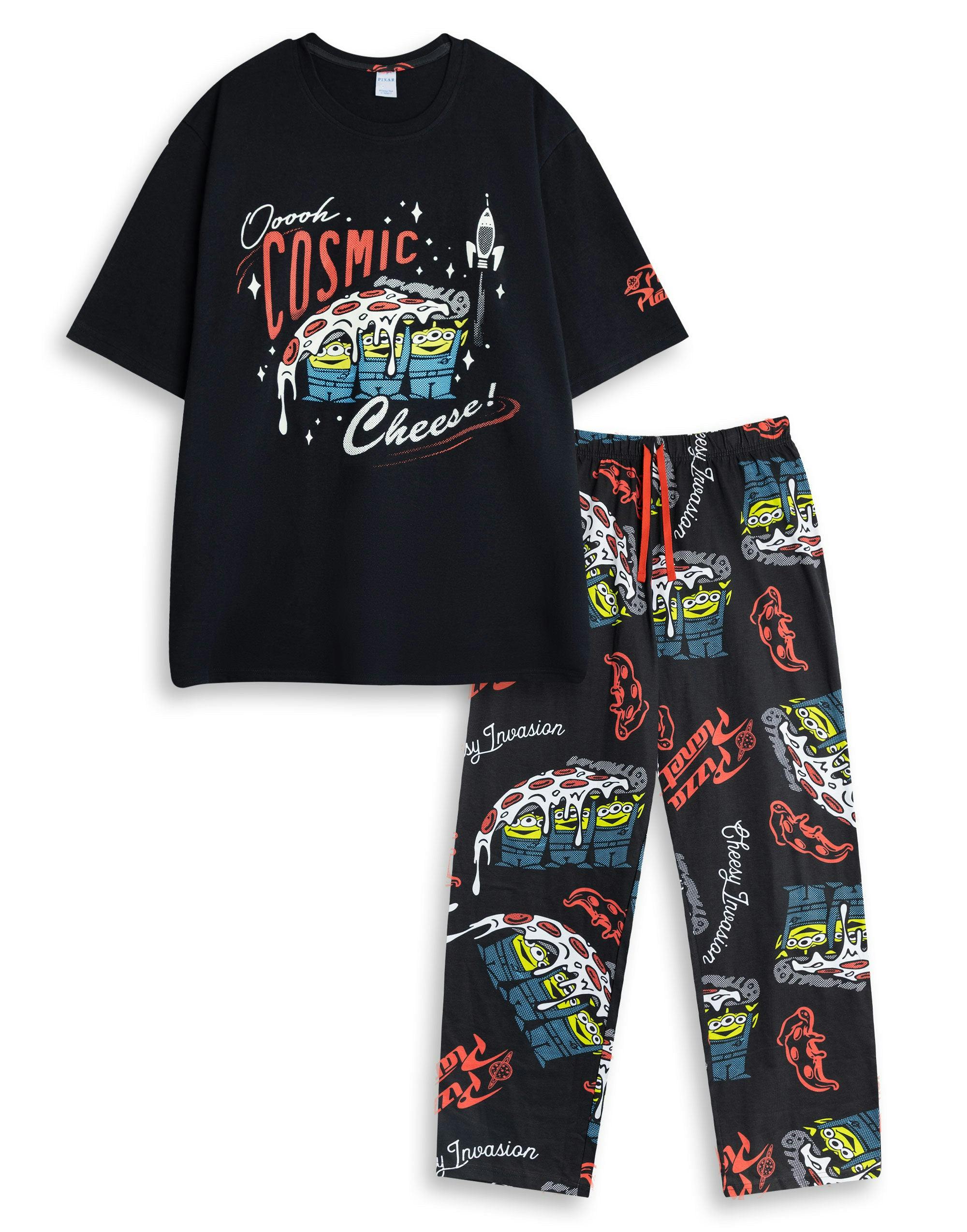 Vanilla Underground Men's Black Disney Toy Story Short Sleeve Long Leg Pyjama Set - XX-Large