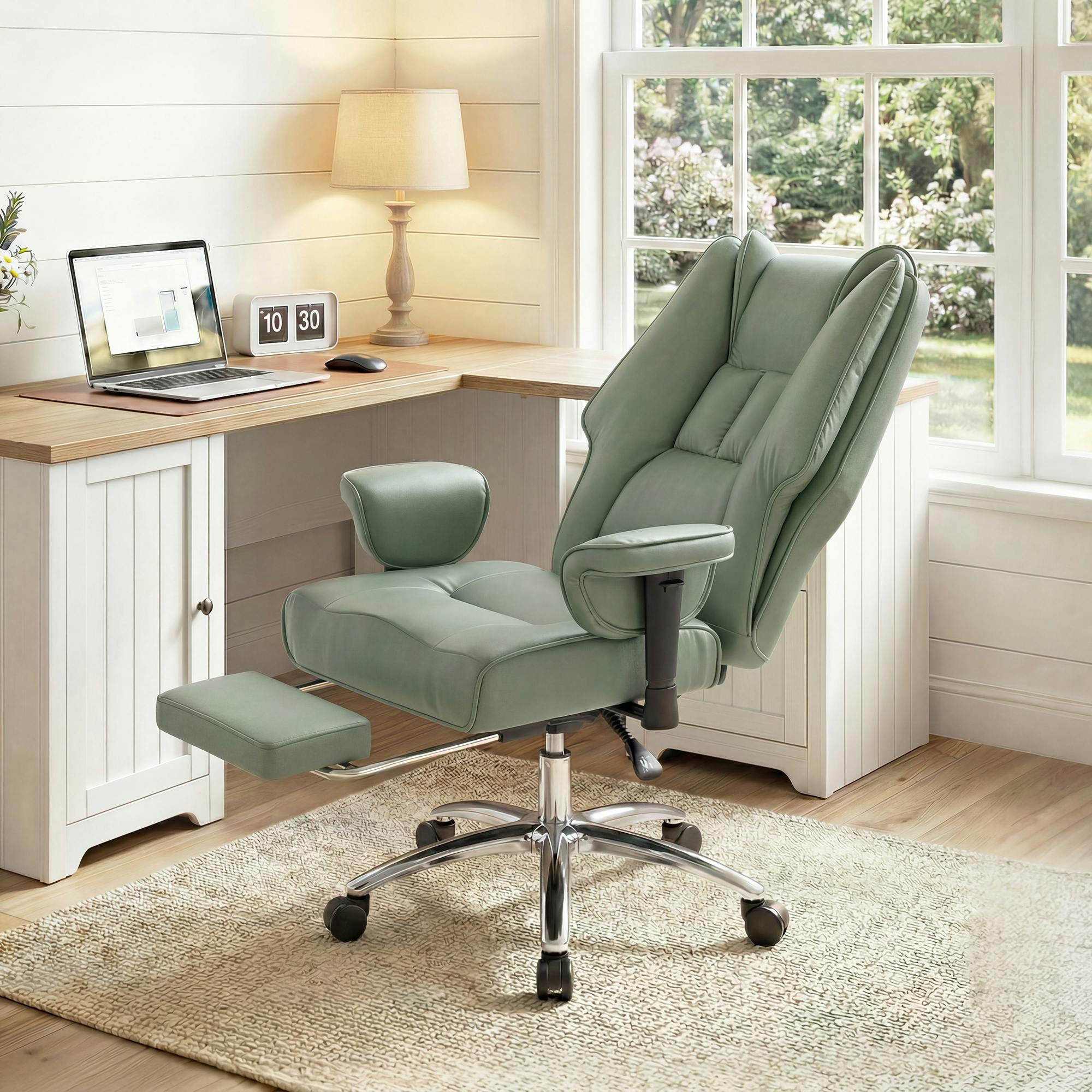 Rackhams Green Executive Office Chair, Reclining Desk Chair With Footrest