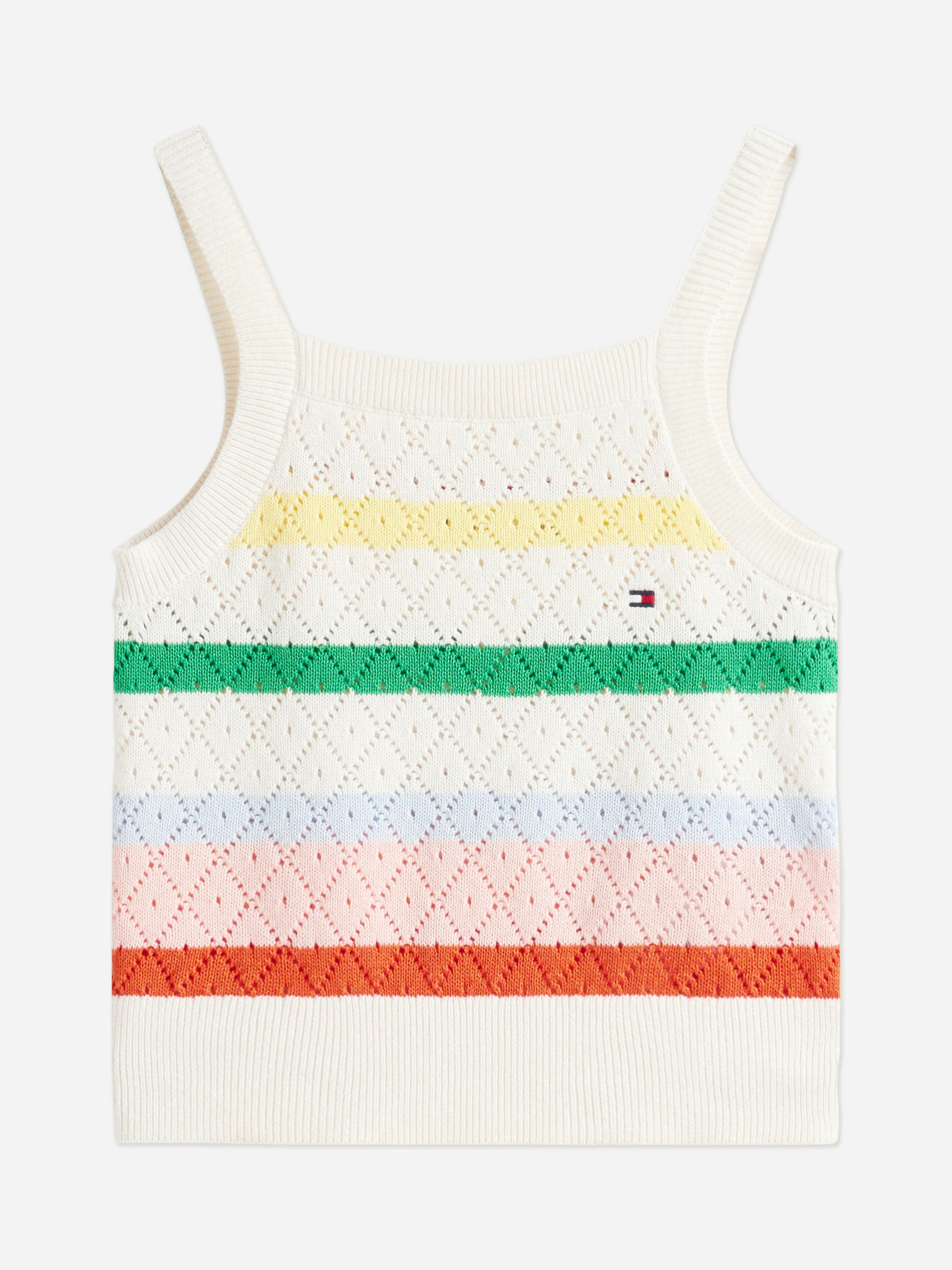 Tommy Hilfiger Girls Striped Crochet Top In Multicolour - Multicoloured - 16 Yrs