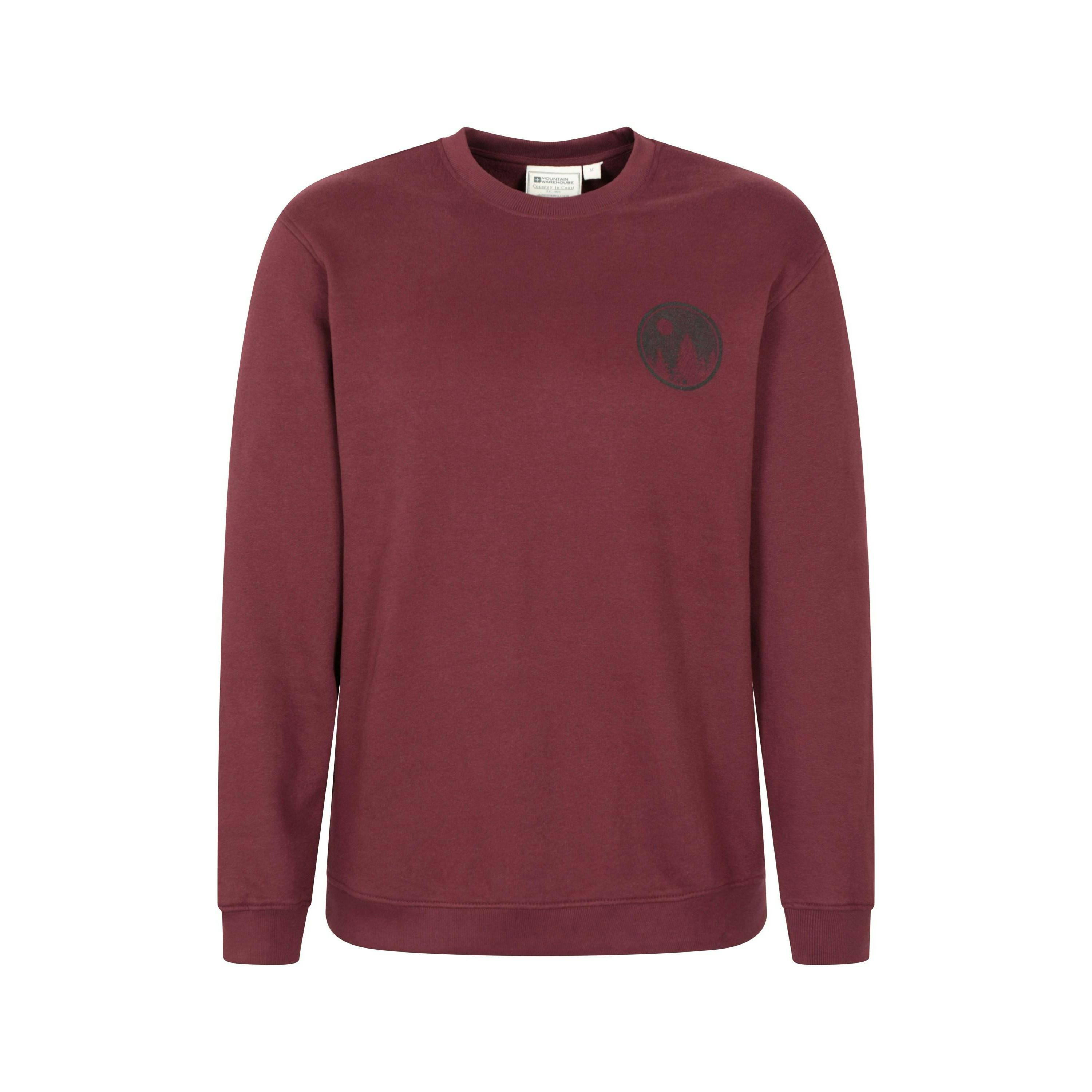 Mountain Warehouse Men's Burgundy Mountain Crew Neck Sweatshirt - Xs - 60% Cotton/40% Polyester
