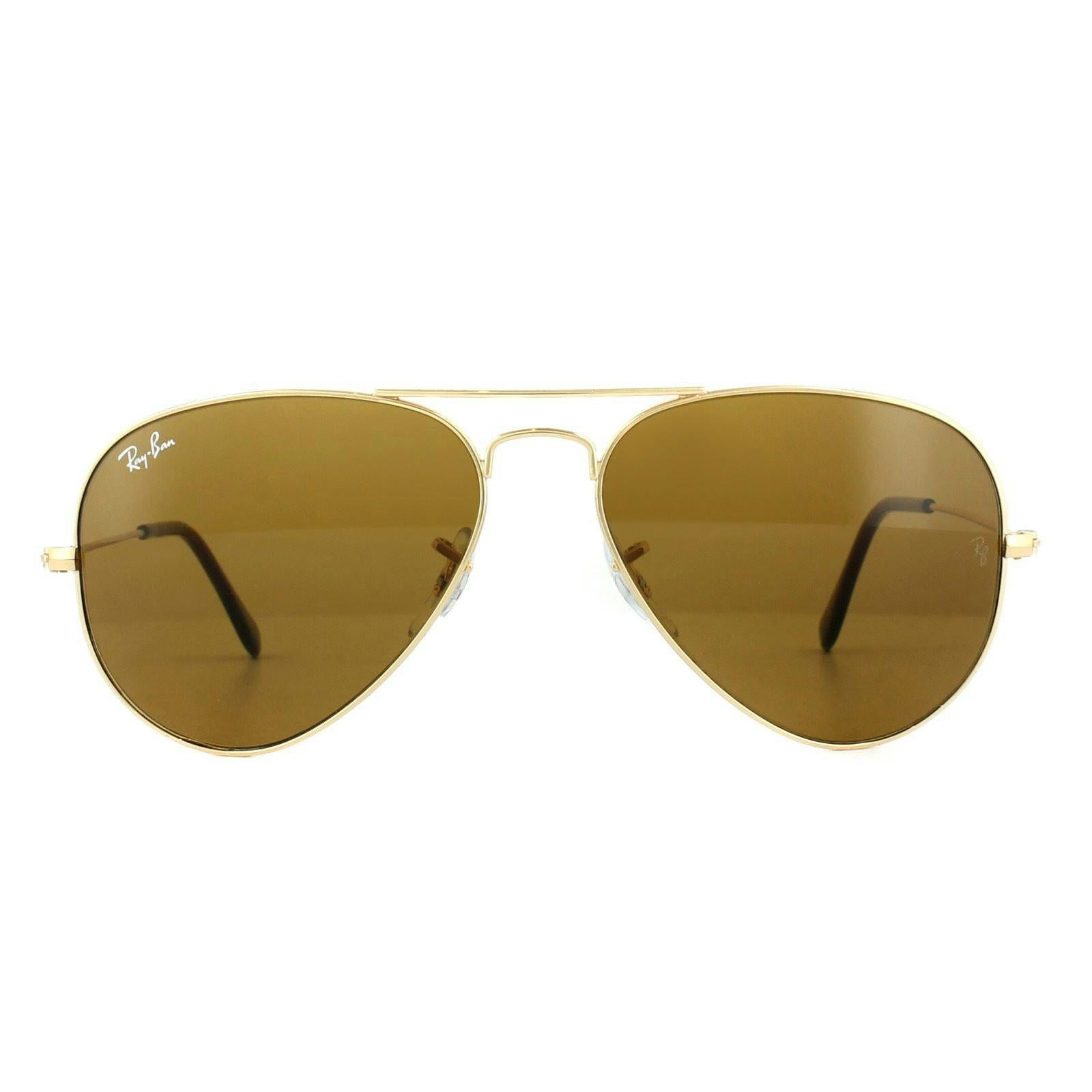 Ray-Ban Gold/Brown Sunglasses Aviator 3025 001/33 55Mm Large
