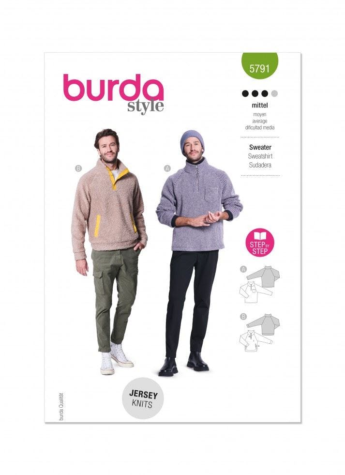 Burda Men's Sewing Pattern 5791 Sweaters For 36-46 (46-56) - Intermediate