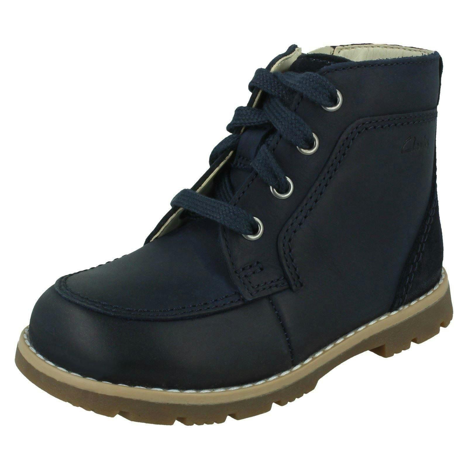 Clarks Boys Ankle Boots Heath Dash T - Navy - Uk 6.5 Infant - G
