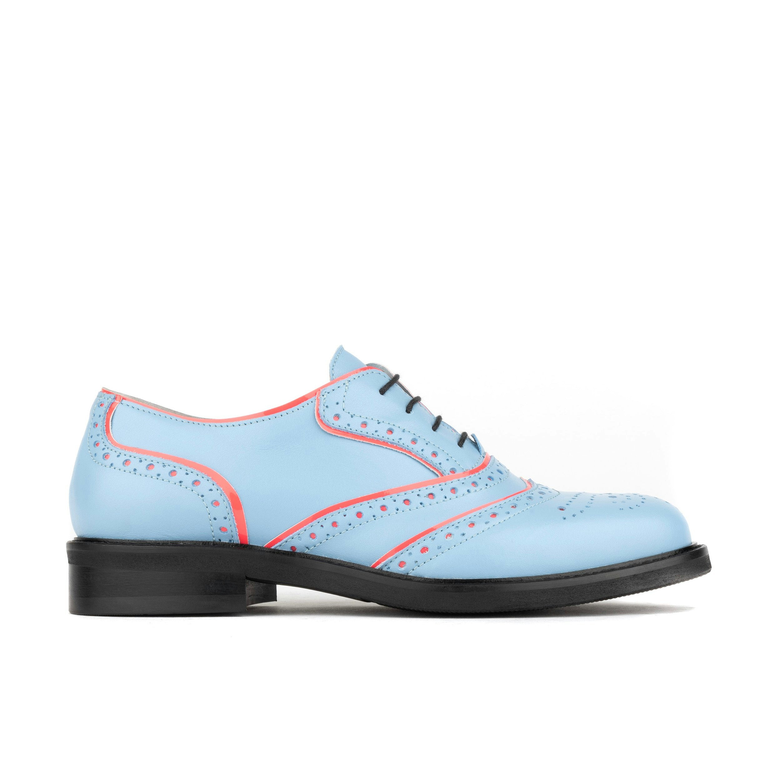 Embassy London Women's Light/Blue Brick Lane - Contrast Leather Lace-Up Brogue - Uk 4 / Eu 37 / Us 6