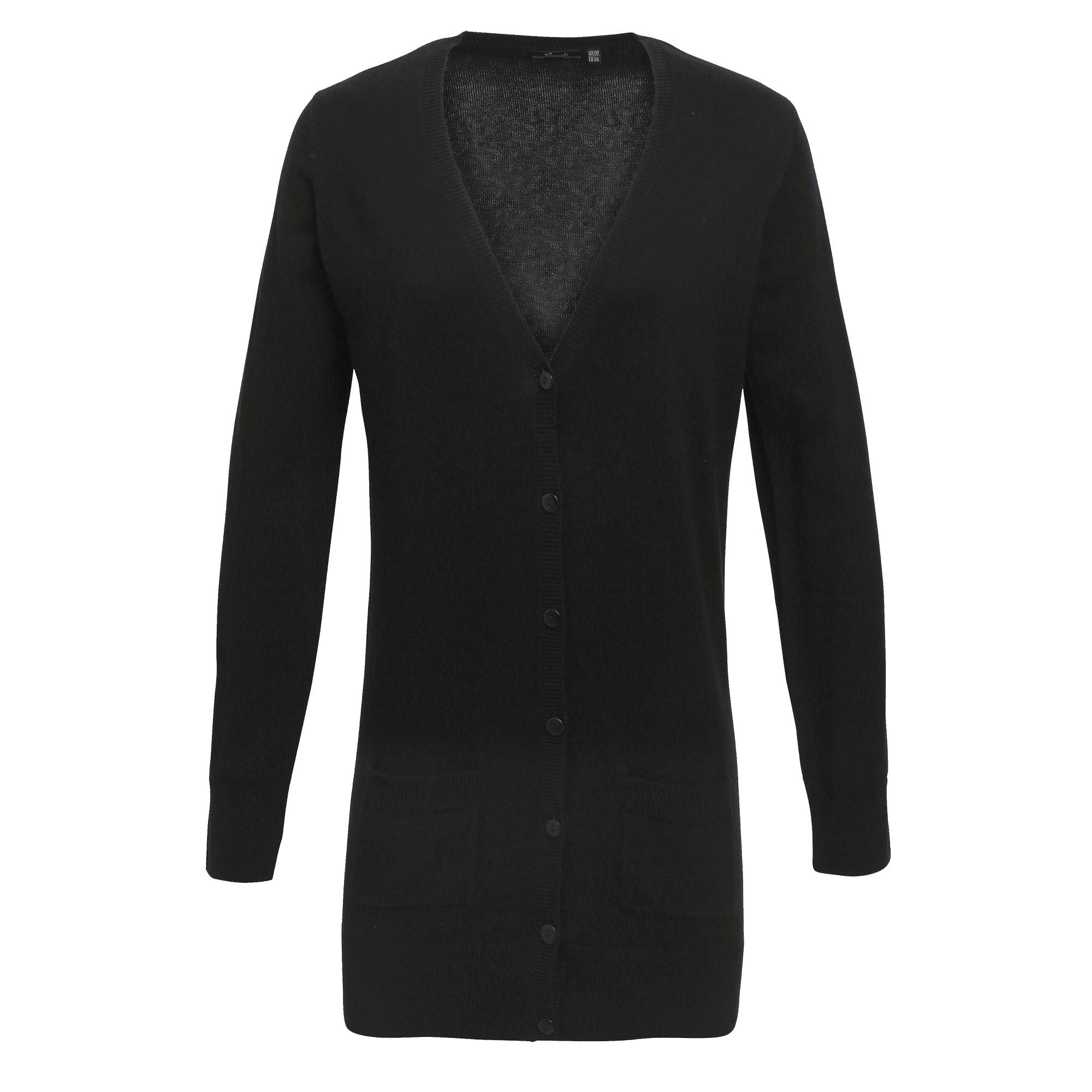 Premier Womens/Ladies Longline V Neck Knitted Cardigan (Black) - Size 10 UK - Image 3