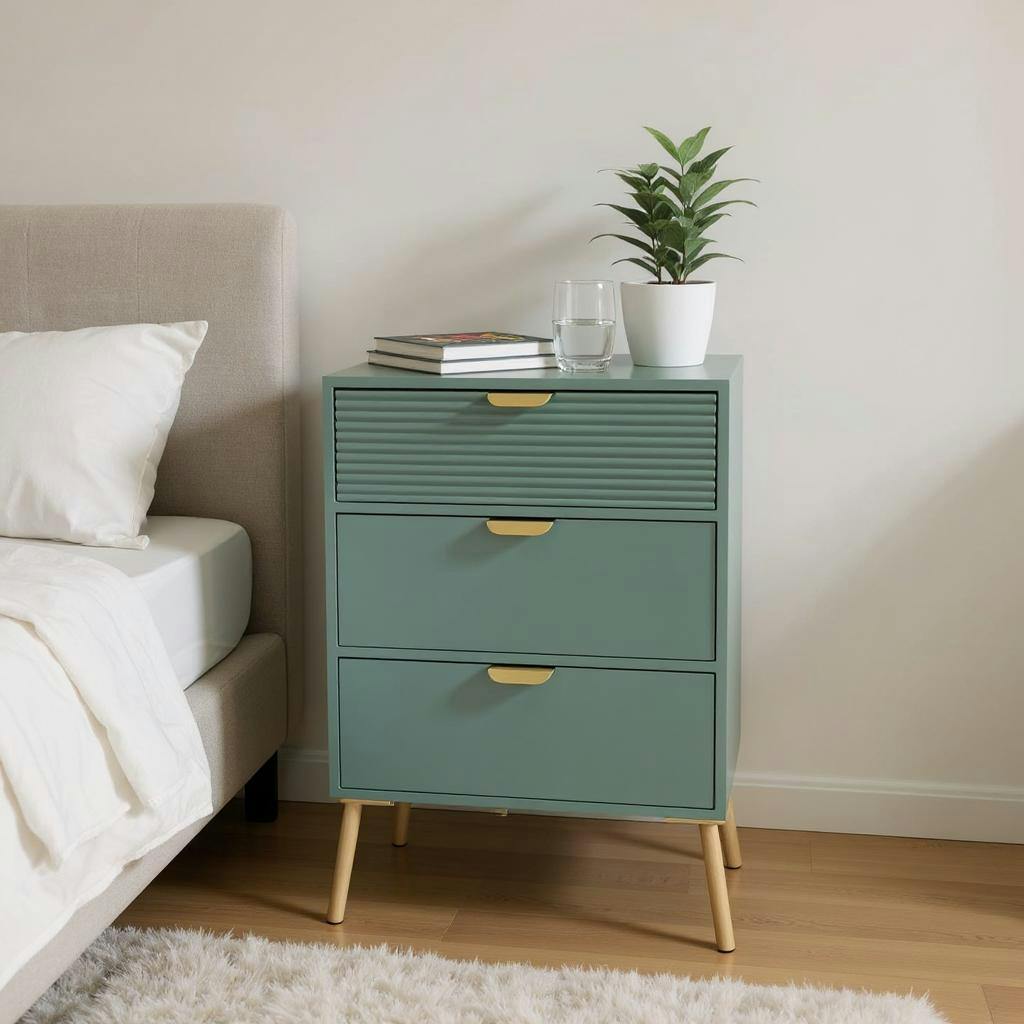Rackhams Green Acacia Home 75Cm Wooden 3 Drawer Chest Of Drawer