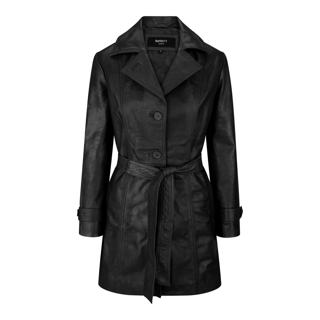 Truclothing Women's Leather Mid Length Blazer Jacket - Uk 22