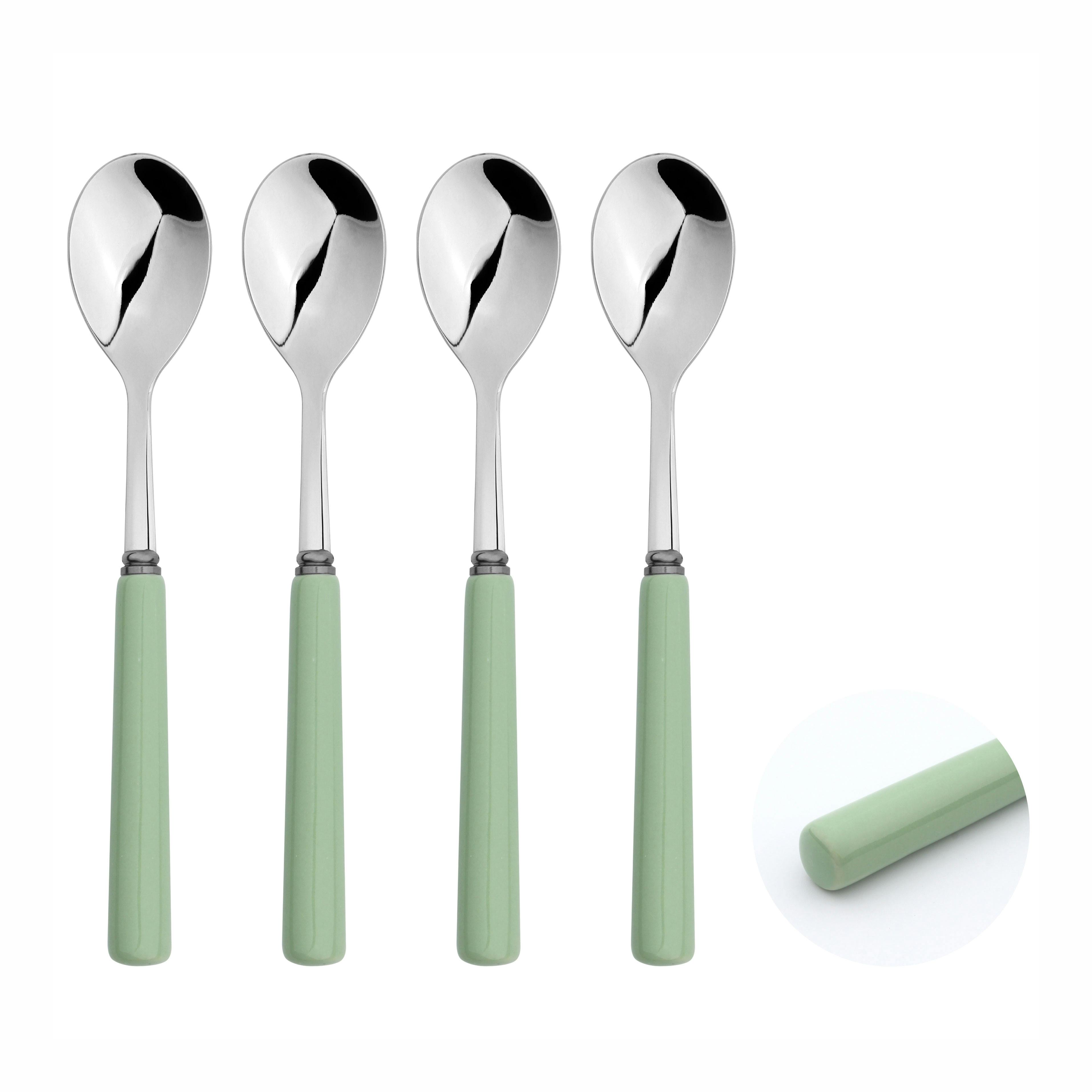 Glim & Glam Turquoise Glim Glam Tea Spoons Set Porelain Handle 18/8 Stainless Steel 4Pc Teaspoon Set