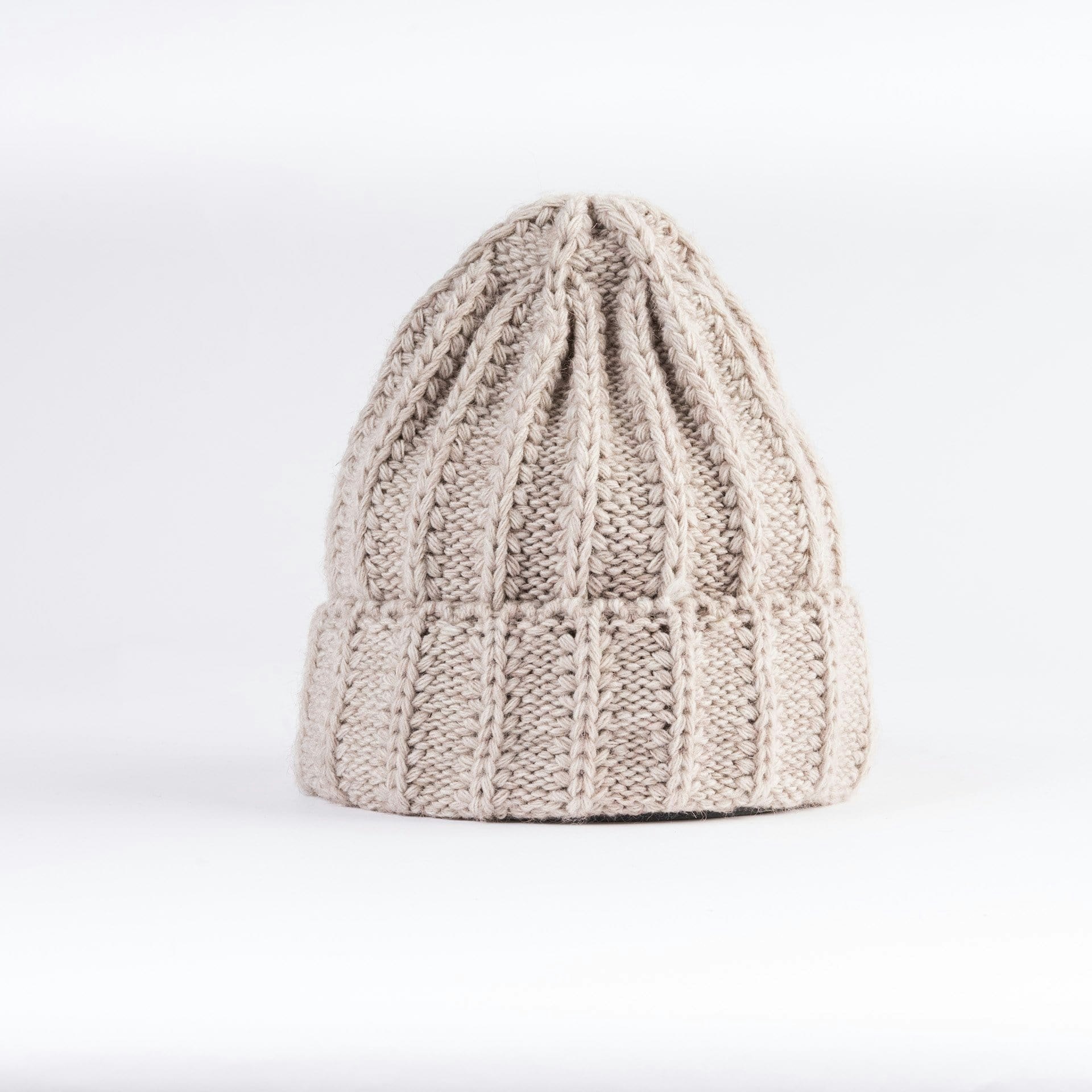 Aran Traditions Fisherman Stitch Lined Beanie Hat - Pebble