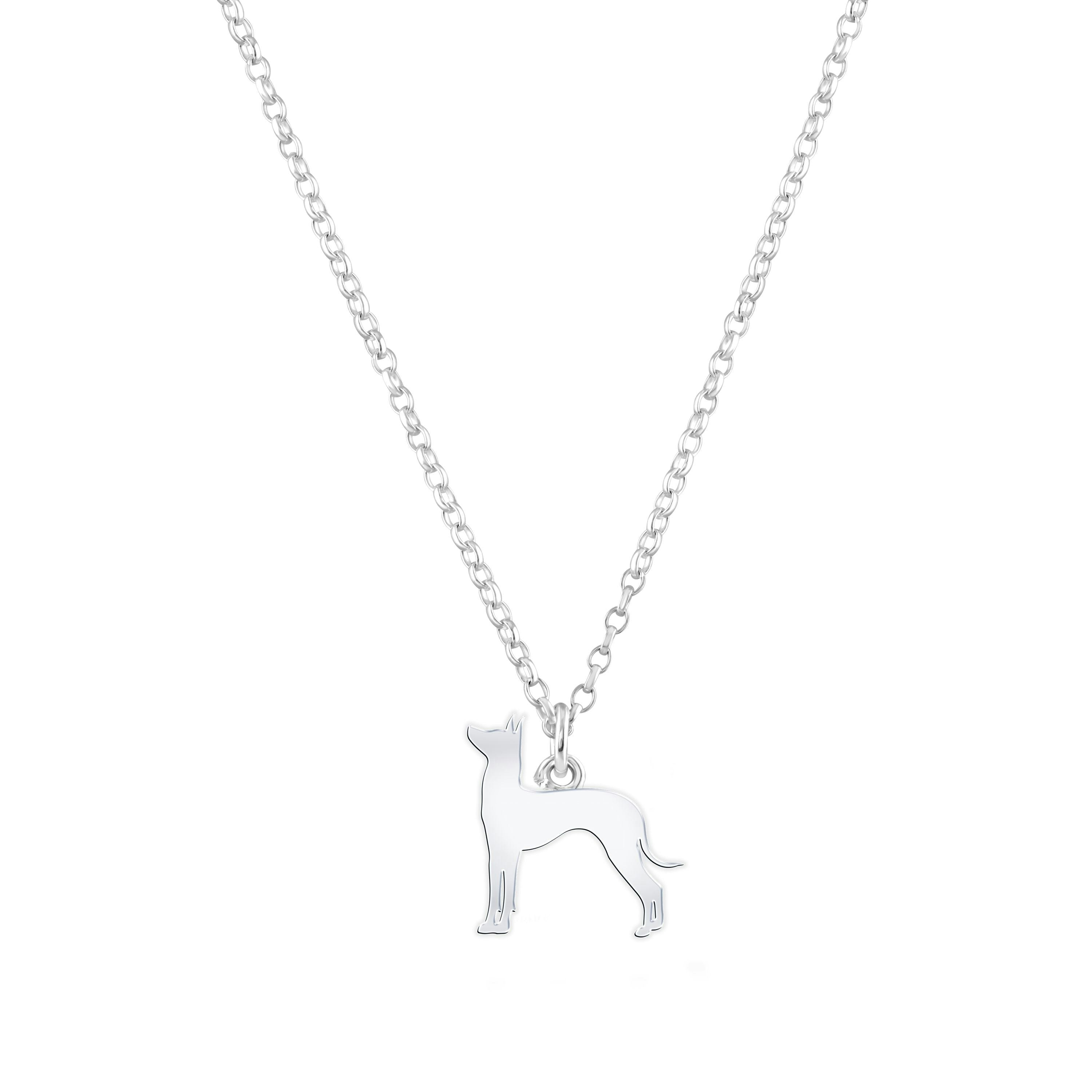 Mylee London Silver Mexican Hairless Dog Silhouette Necklace - Personalised - Yes