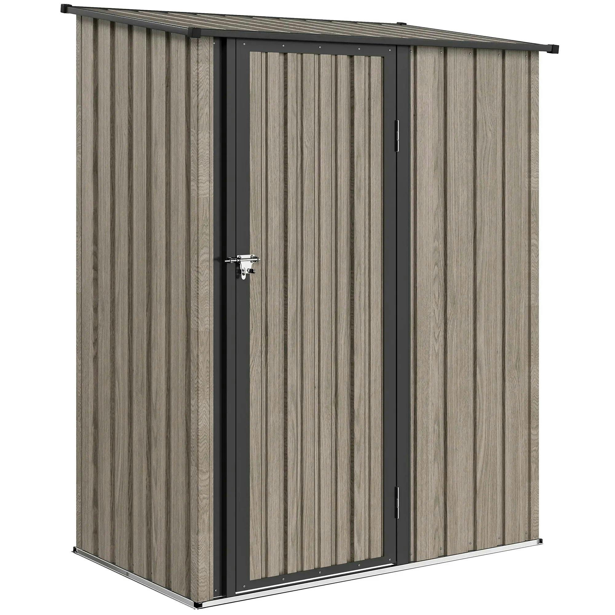 Rackhams Light/Grey Outdoor Storage Shed Steel Garden Shed W/ Lockable Door - Image 2
