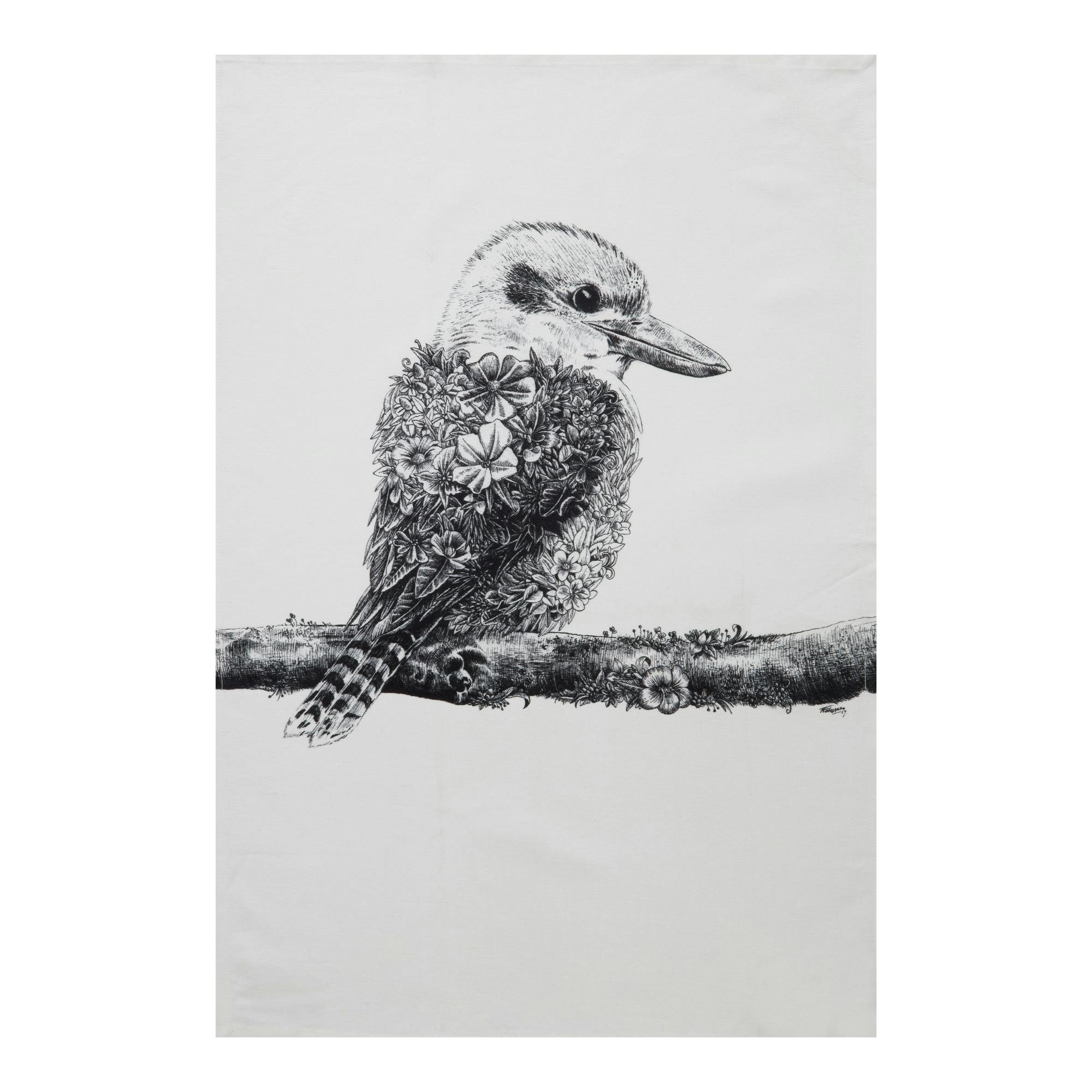 Rackhams White Marini Ferlazzo Kookaburra Tea Towel - Cotton - Tea Towel