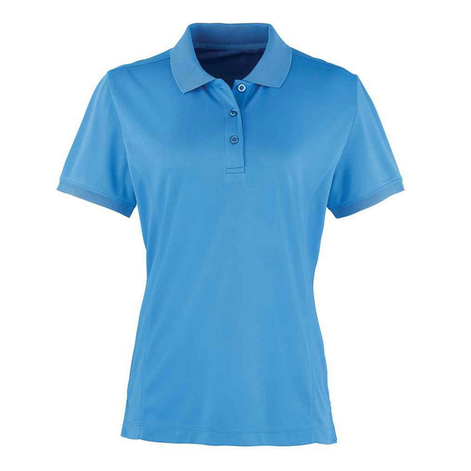 Premier Women's Baby Blue Coolchecker Pique Polo Shirt In | Size: 8 - Image 3