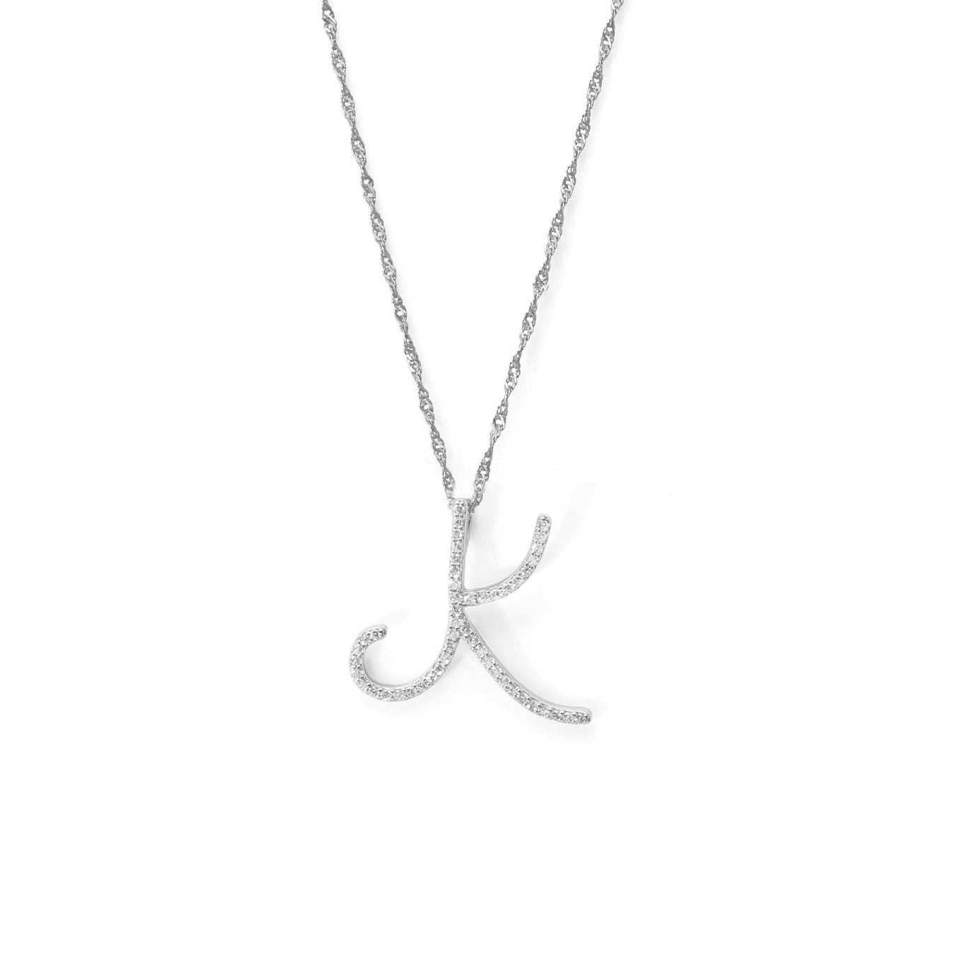 Say It With Silver Luxe Cz Initial Necklace - Sterling - K